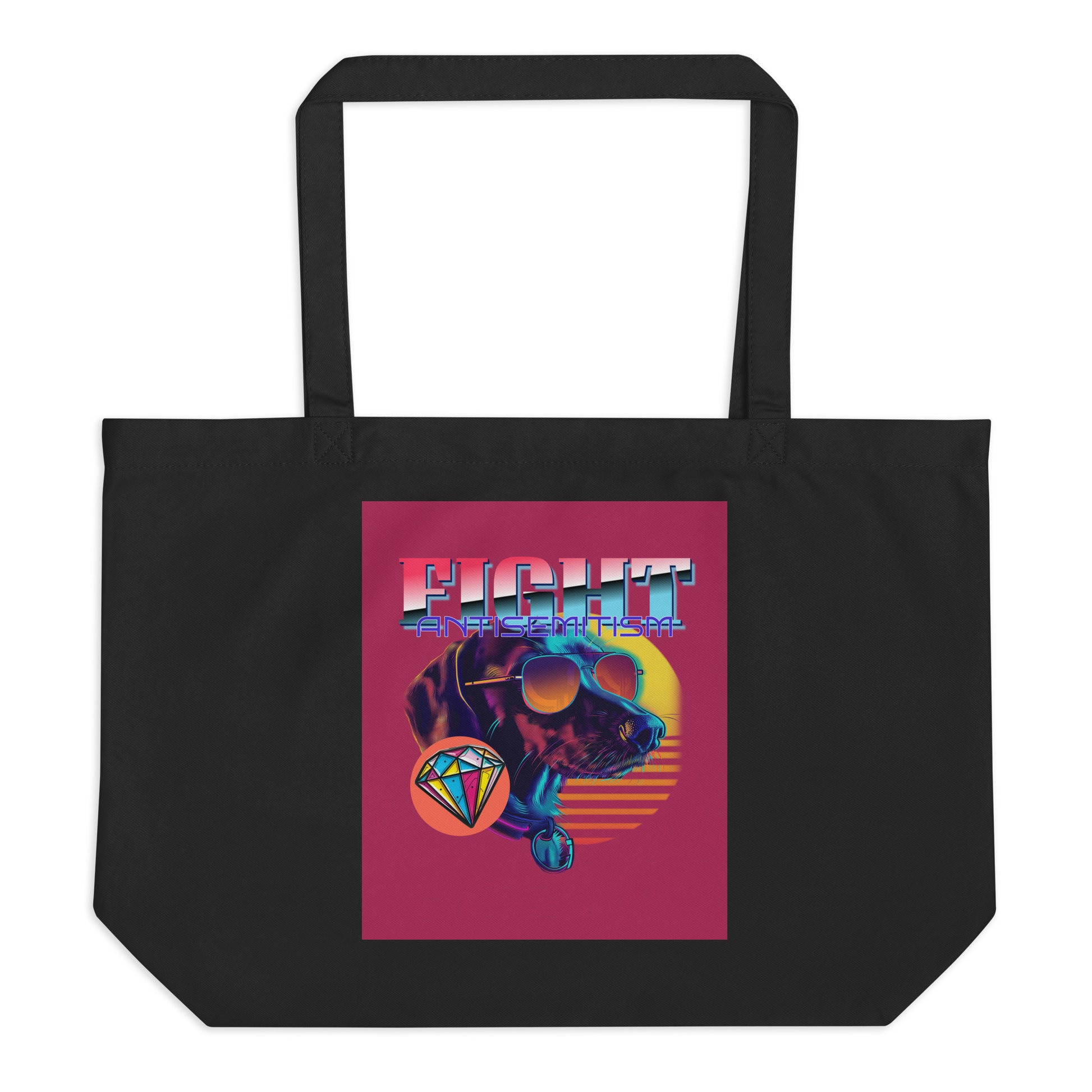 Retro Neon Animal | Fight Antisemitism | Large Organic Tote Bag
