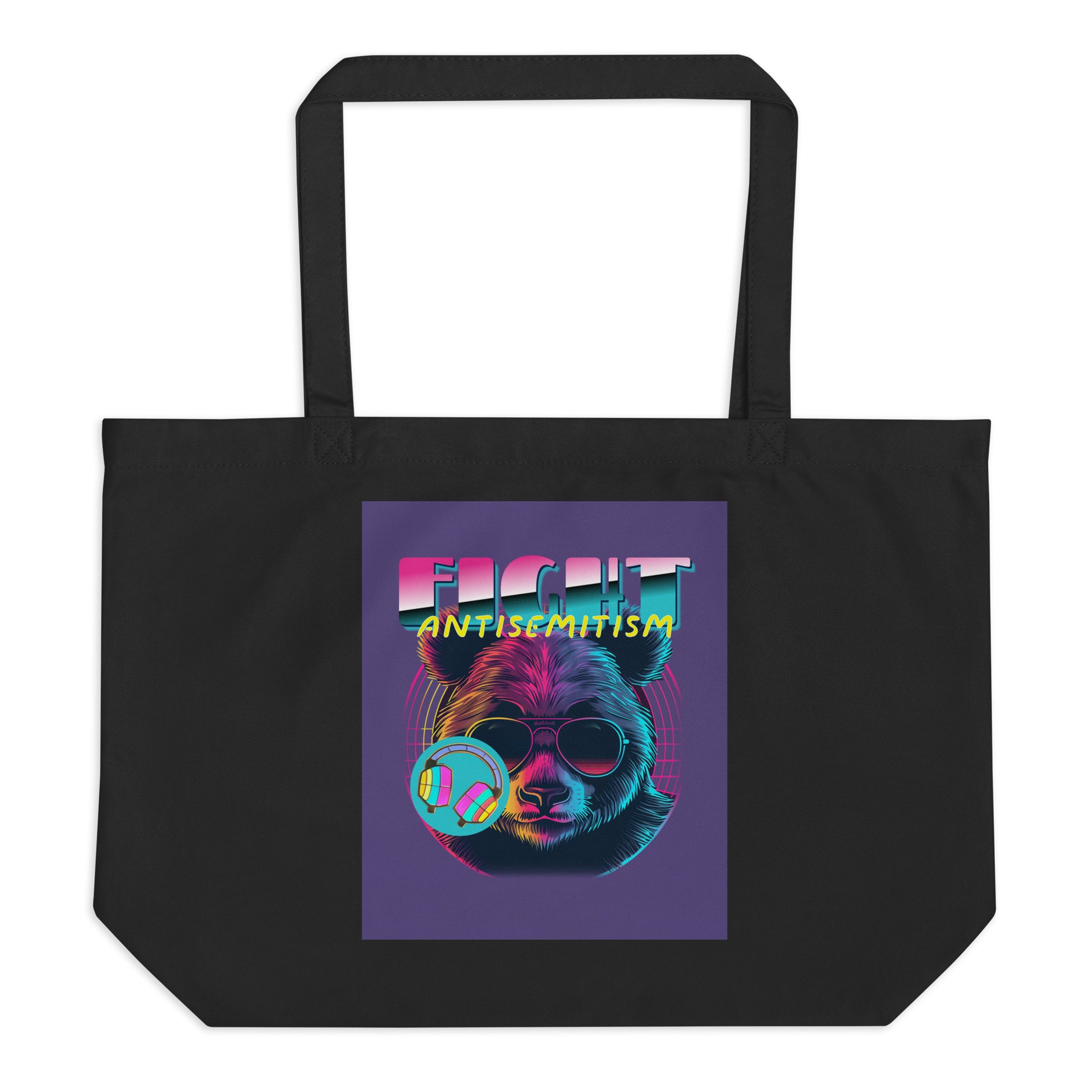 Retro Neon Animal | Fight Antisemitism | Large Organic Tote Bag