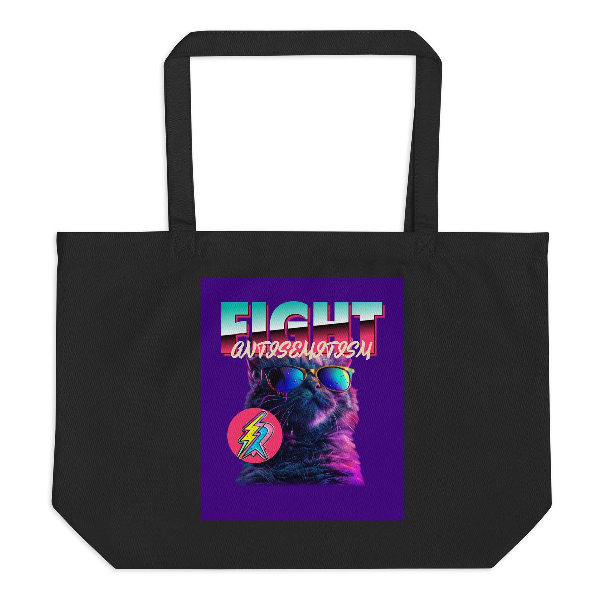 Retro Neon Animal | Fight Antisemitism | Large Organic Tote Bag