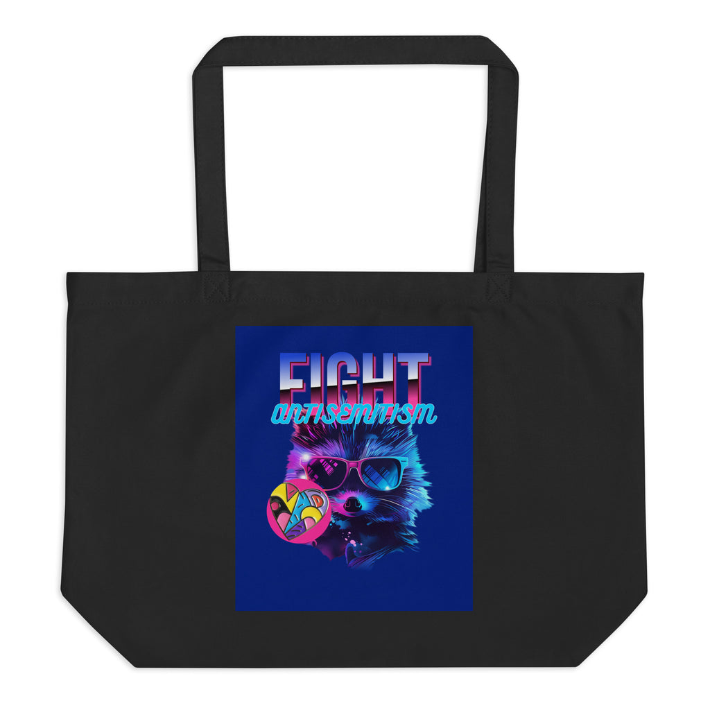 Retro Neon Animal | Fight Antisemitism | Large Organic Tote Bag