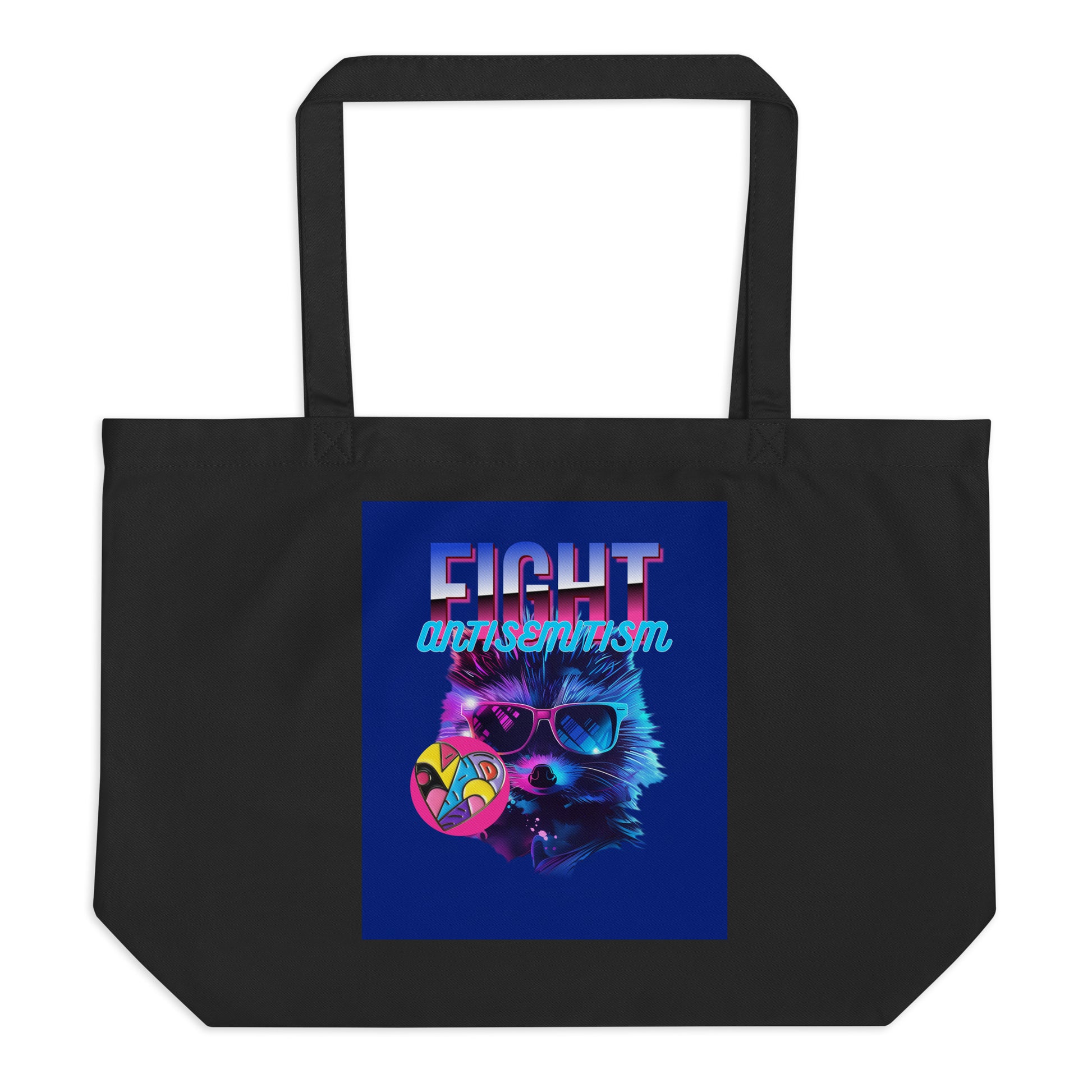 Retro Neon Animal | Fight Antisemitism | Large Organic Tote Bag