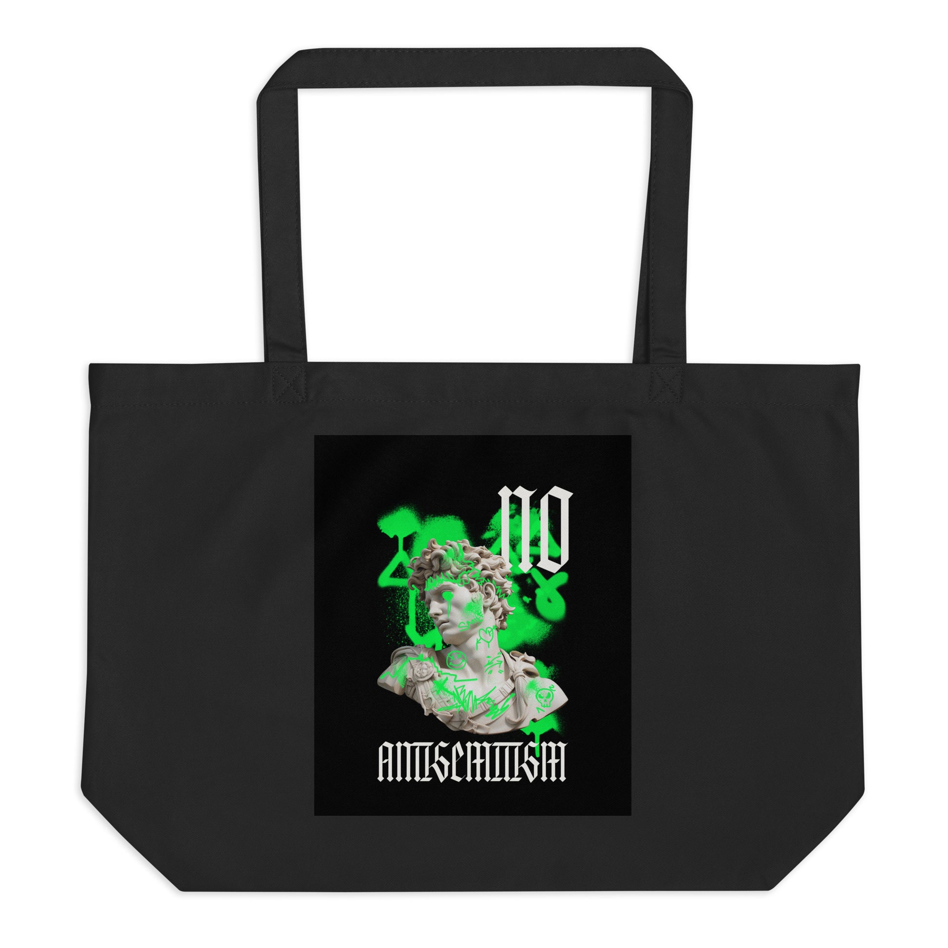 Graffiti Statue Anthem | No Antisemitism | Large Organic Tote Bag