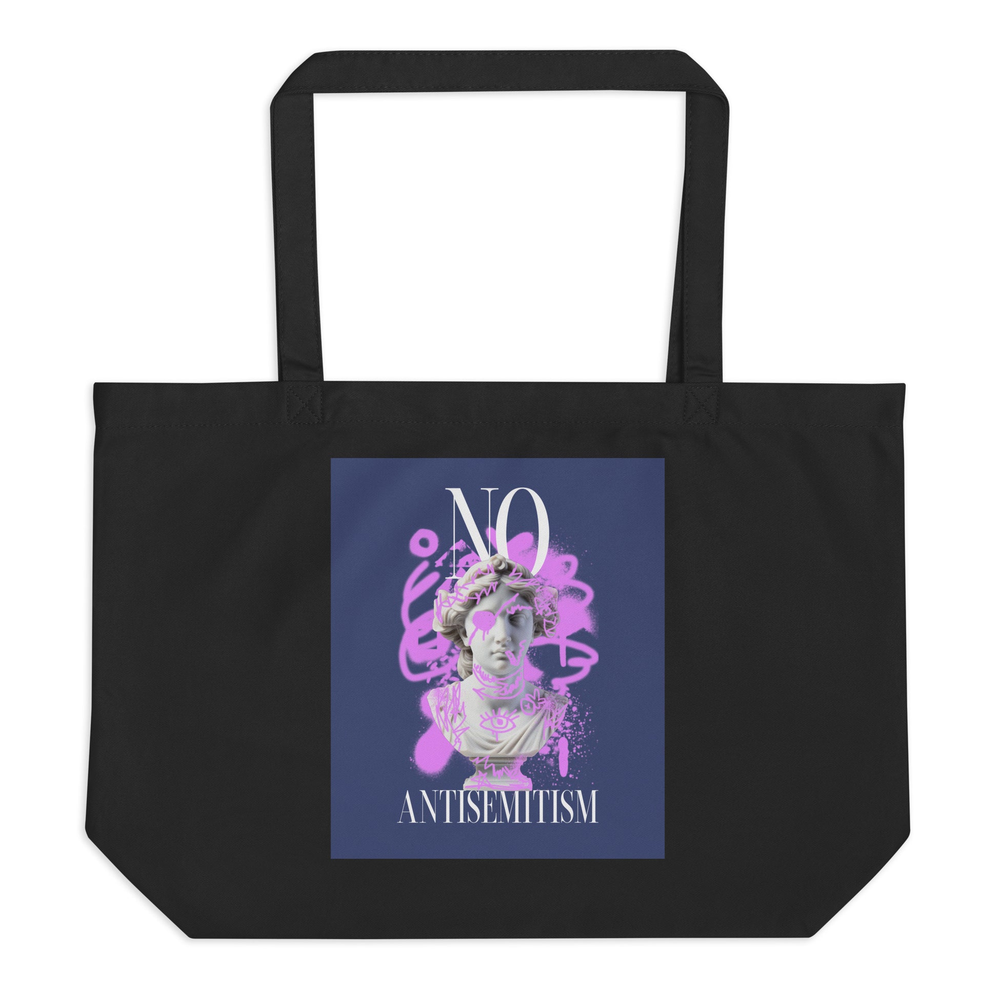 Graffiti Statue Anthem | No Antisemitism | Large Organic Tote Bag