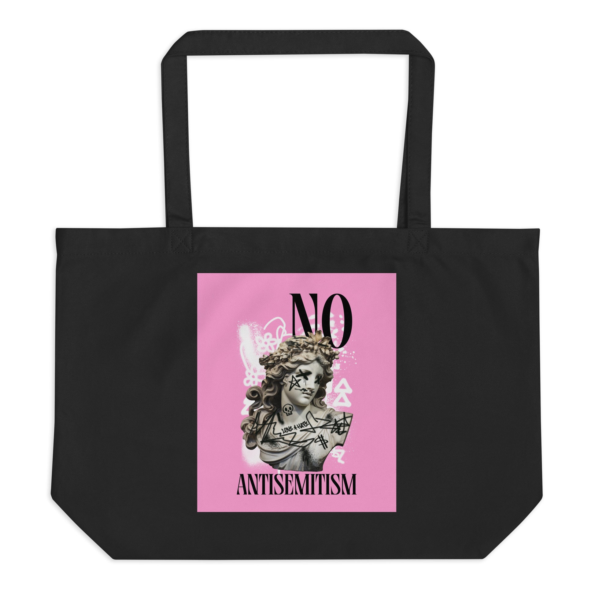 Graffiti Statue Anthem | No Antisemitism | Large Organic Tote Bag