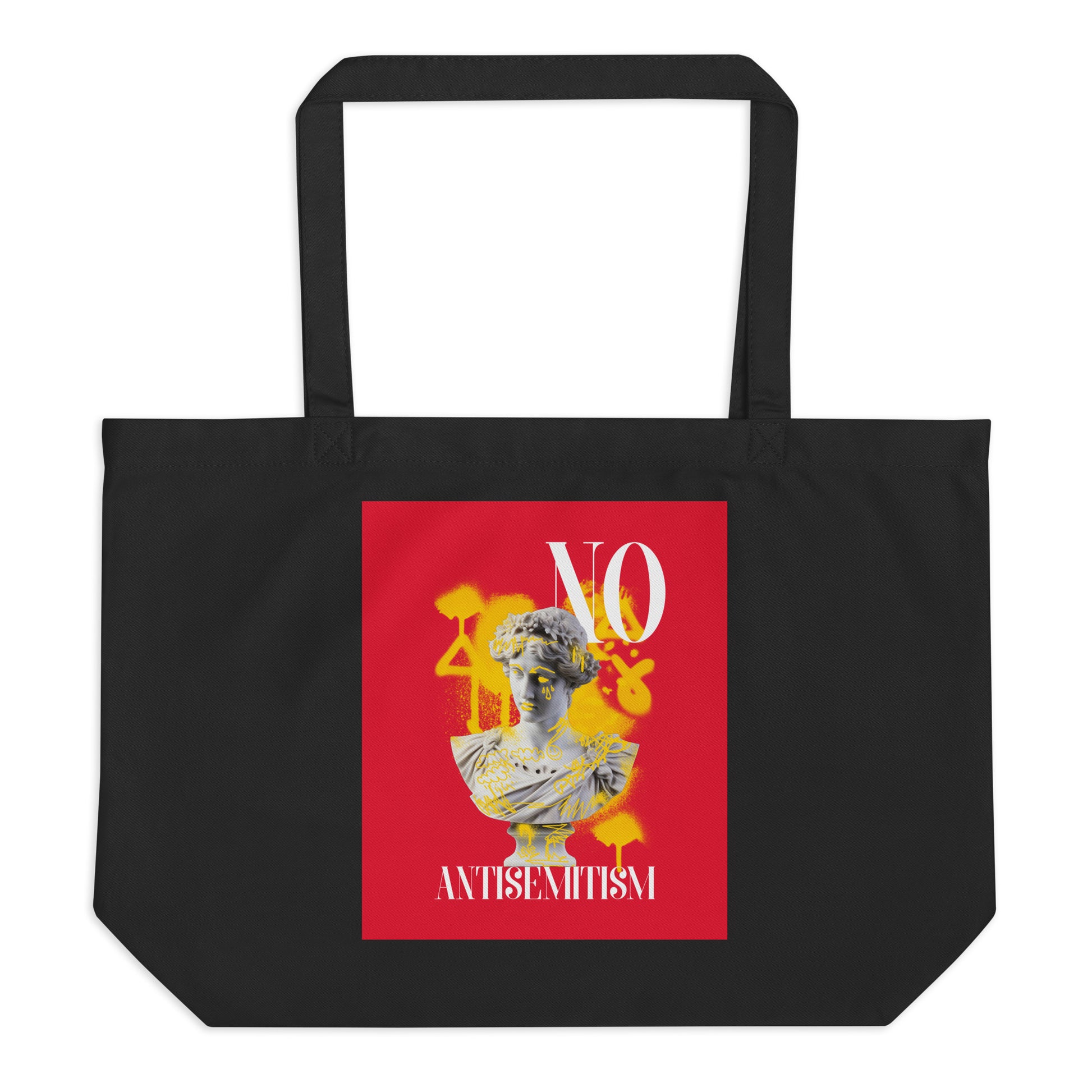 Graffiti Statue Anthem | No Antisemitism | Large Organic Tote Bag