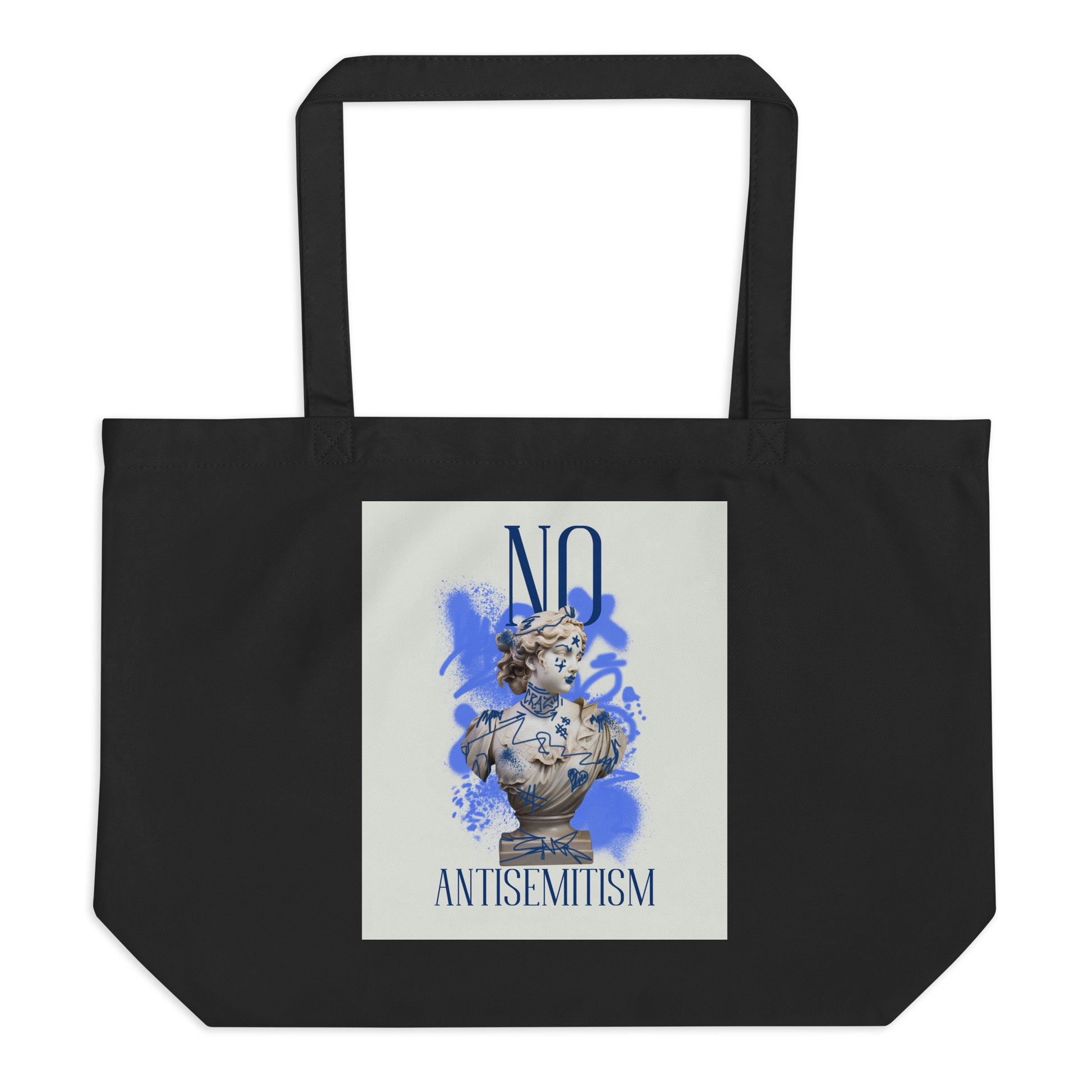 Graffiti Statue Anthem | No Antisemitism | Large Organic Tote Bag