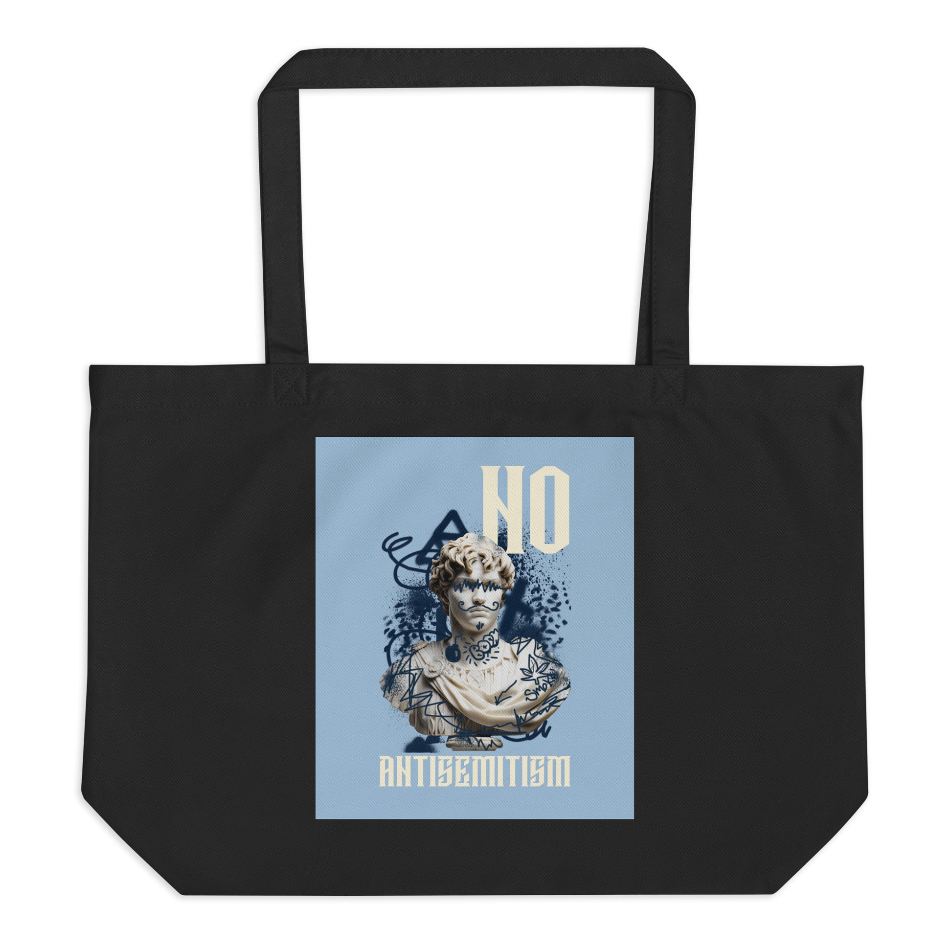 Graffiti Statue Anthem | No Antisemitism | Large Organic Tote Bag