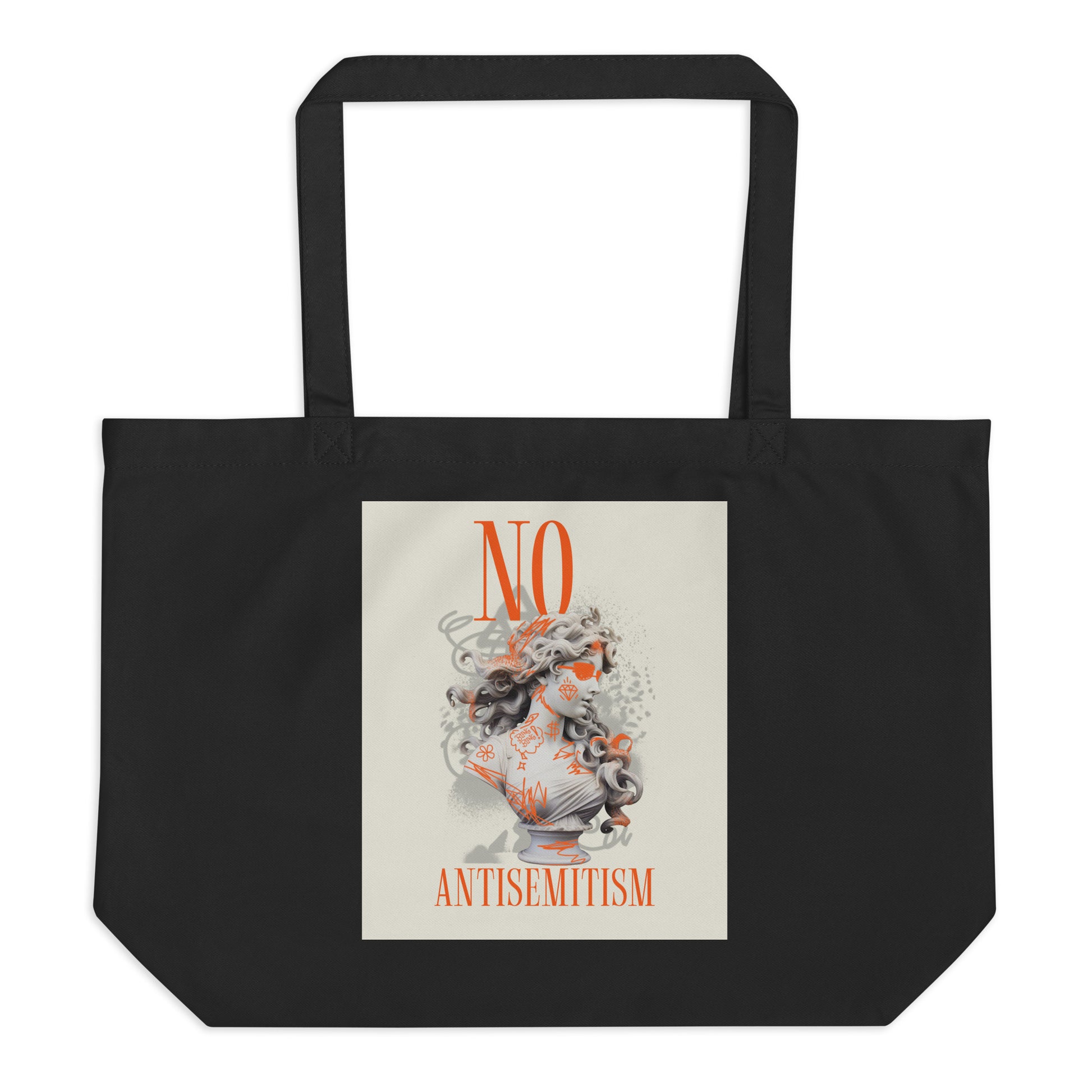 Graffiti Statue Anthem | No Antisemitism | Large Organic Tote Bag