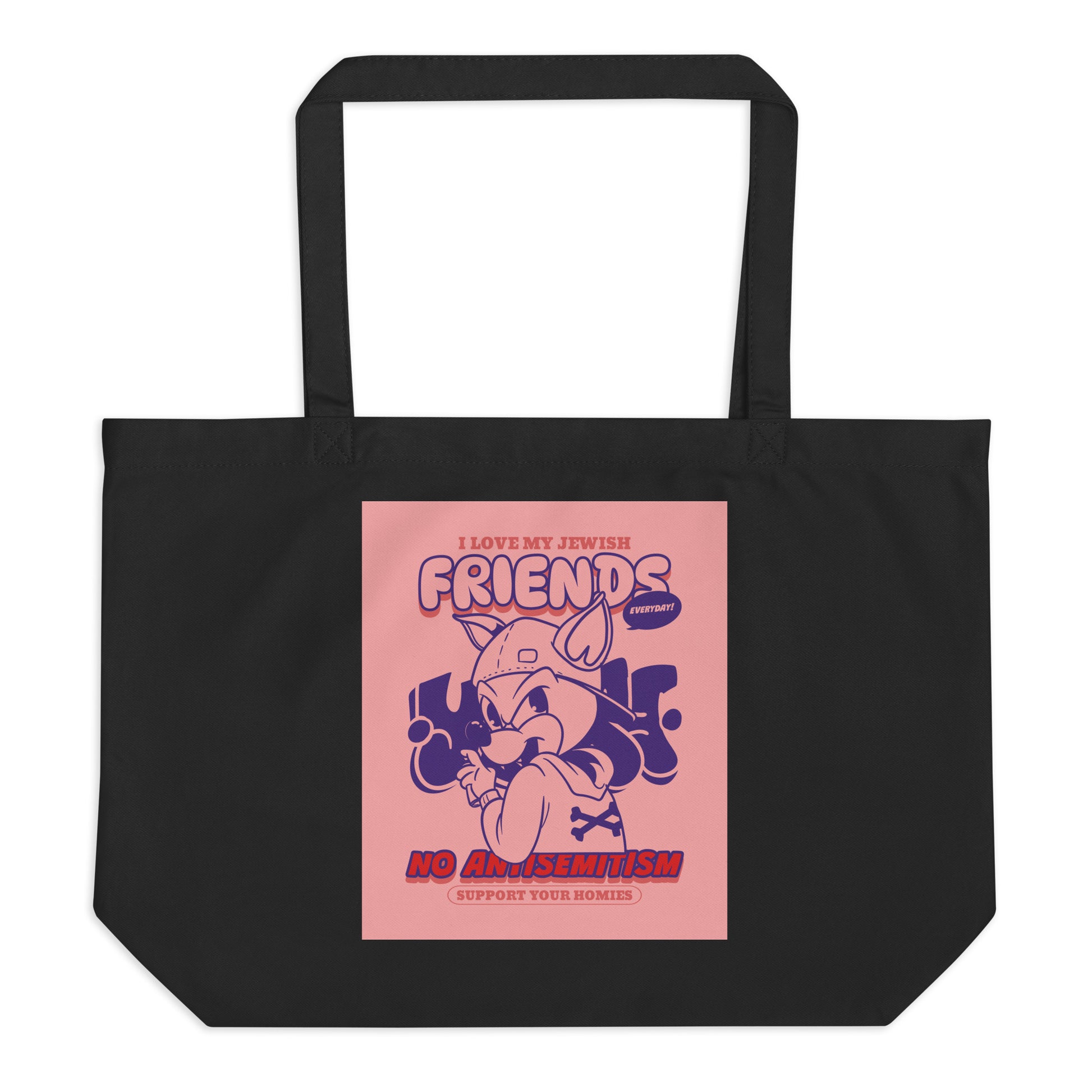 Streetart Graffiti Cartoon | Antisemitism | Large Organic Tote Bag