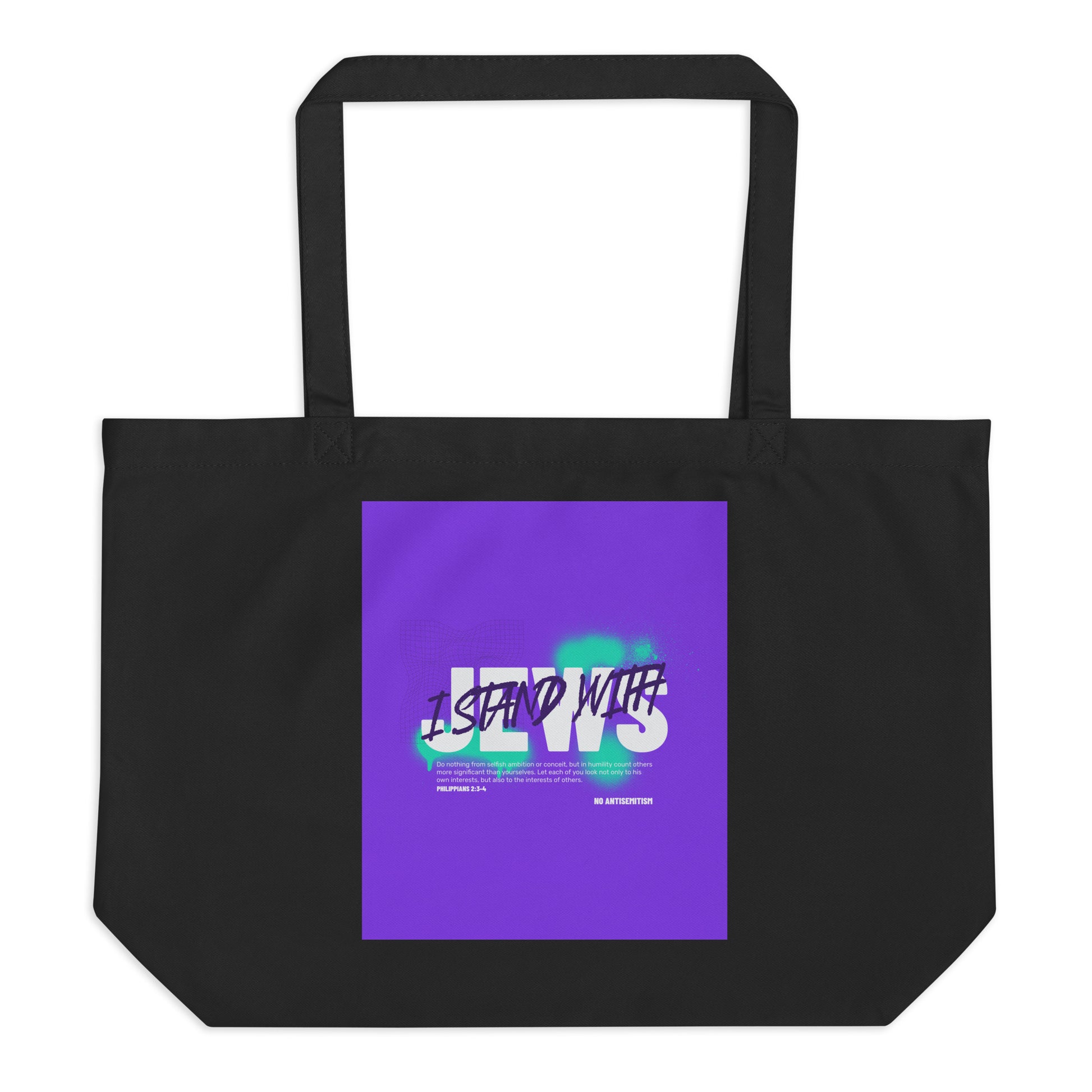 I Stand With Jews Graffiti Bible Verse | Large Organic Tote Bag