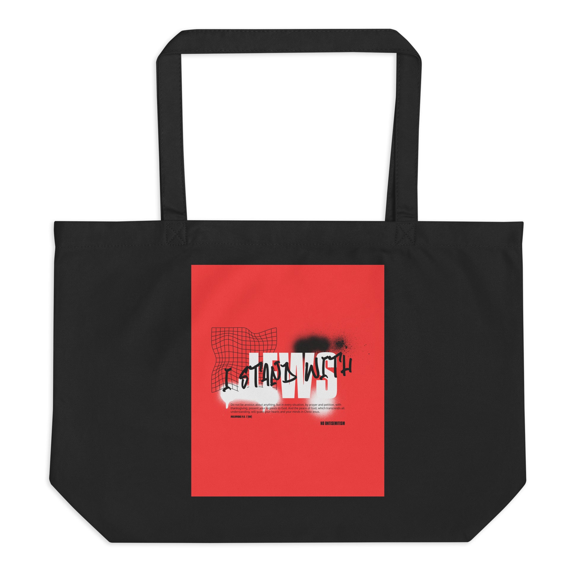 I Stand With Jews Graffiti Bible Verse | Large Organic Tote Bag