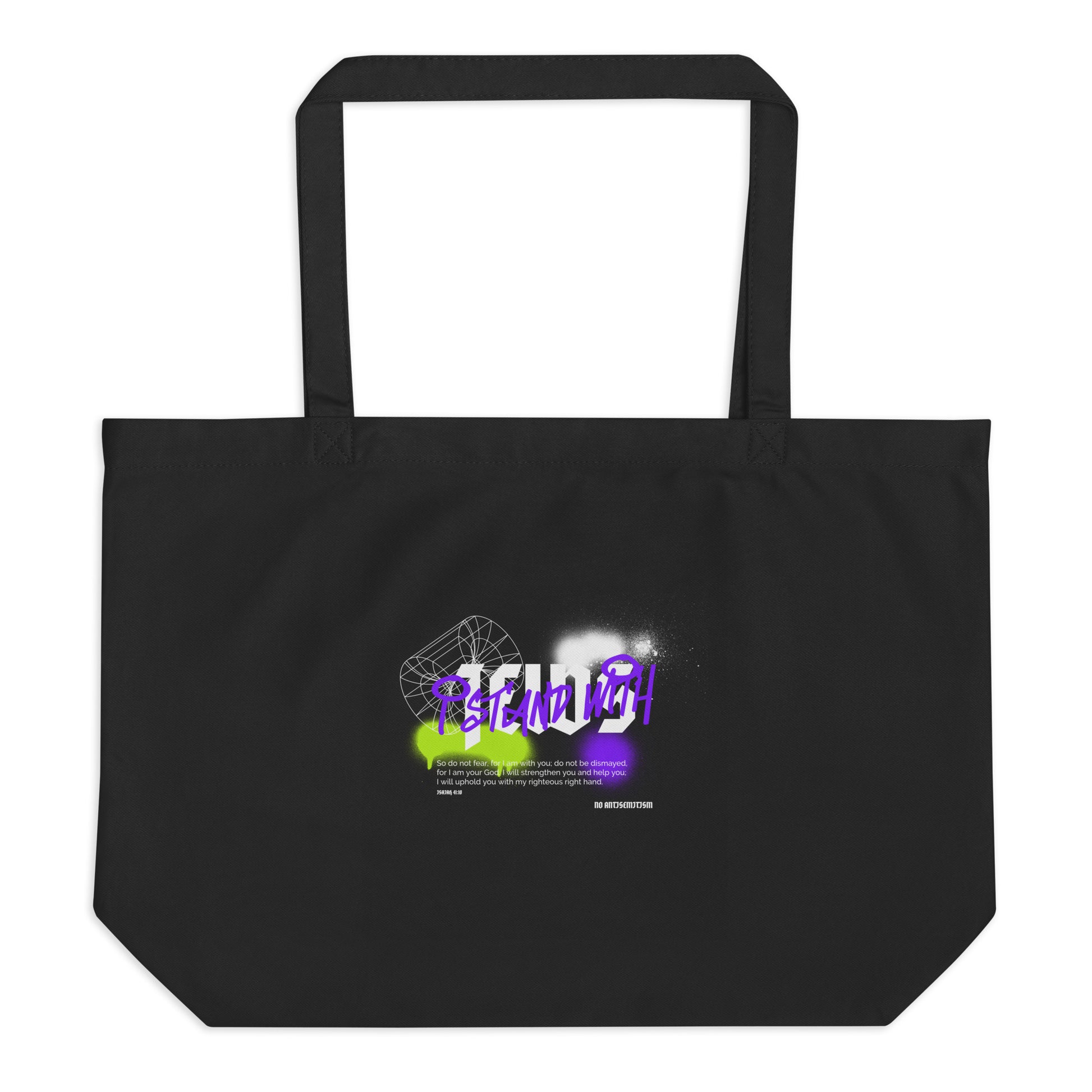 I Stand With Jews Graffiti Bible Verse | Large Organic Tote Bag