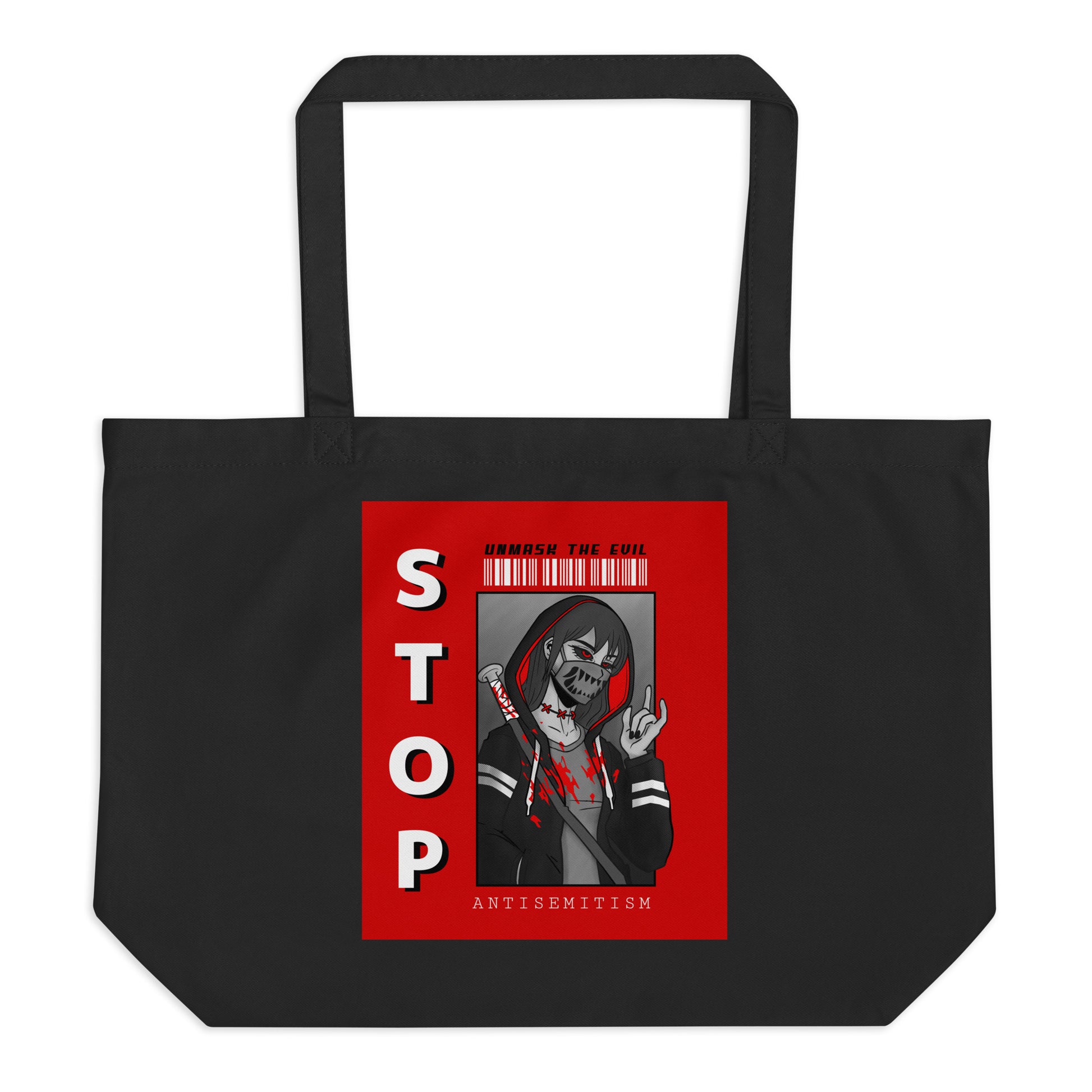 Unmask Evil | Antisemitism | Large Organic Tote Bag