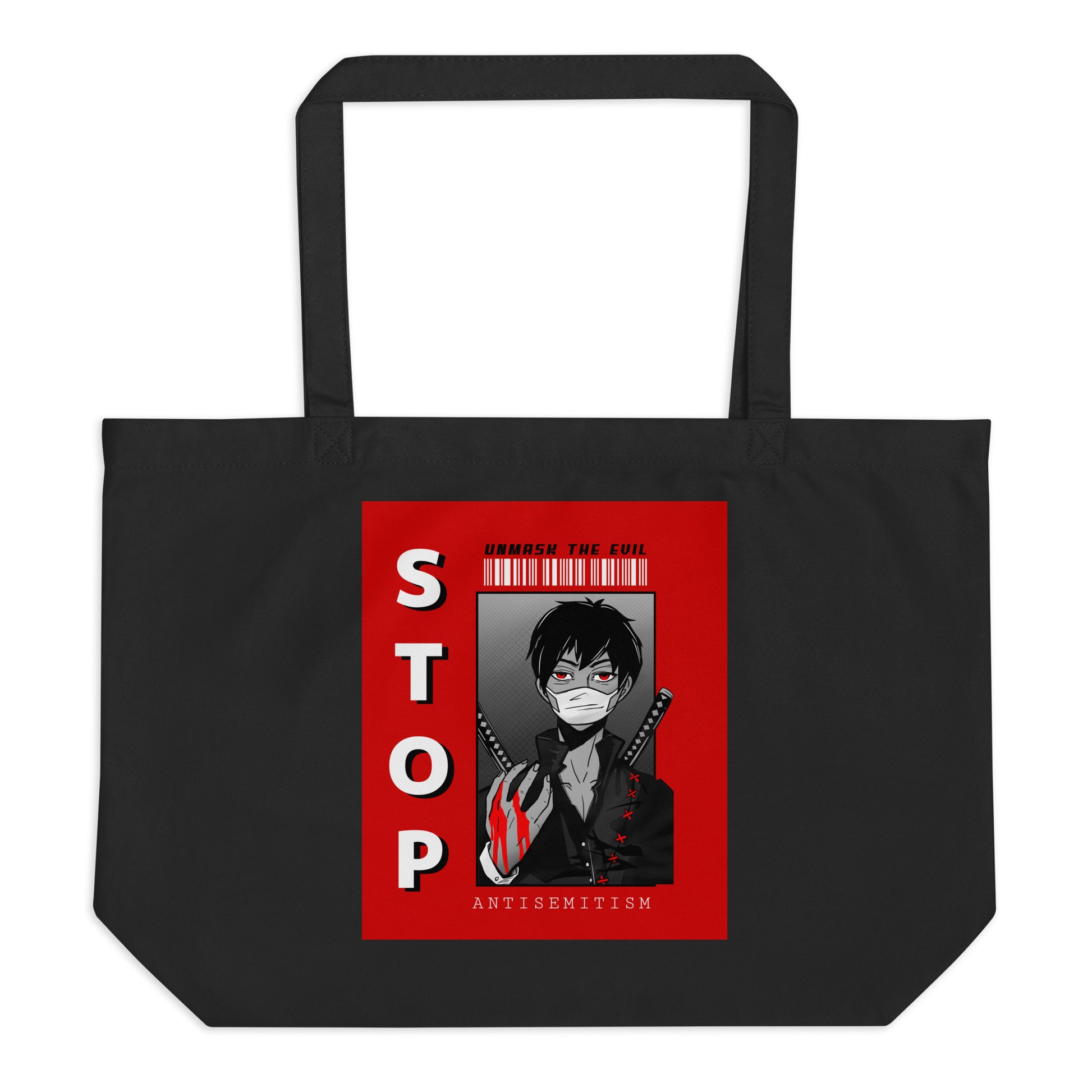 Unmask Evil | Antisemitism | Large Organic Tote Bag