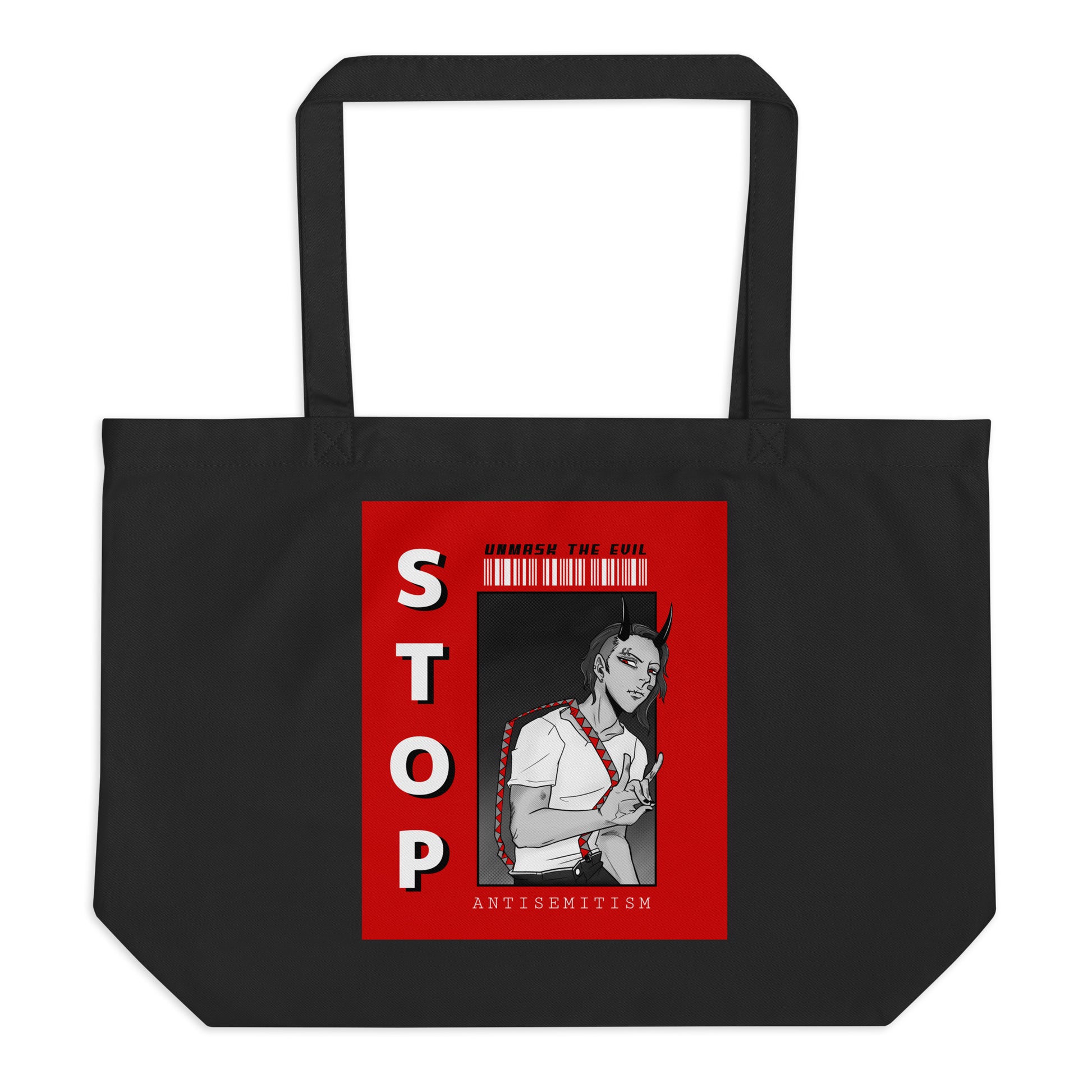 Unmask Evil | Antisemitism | Large Organic Tote Bag