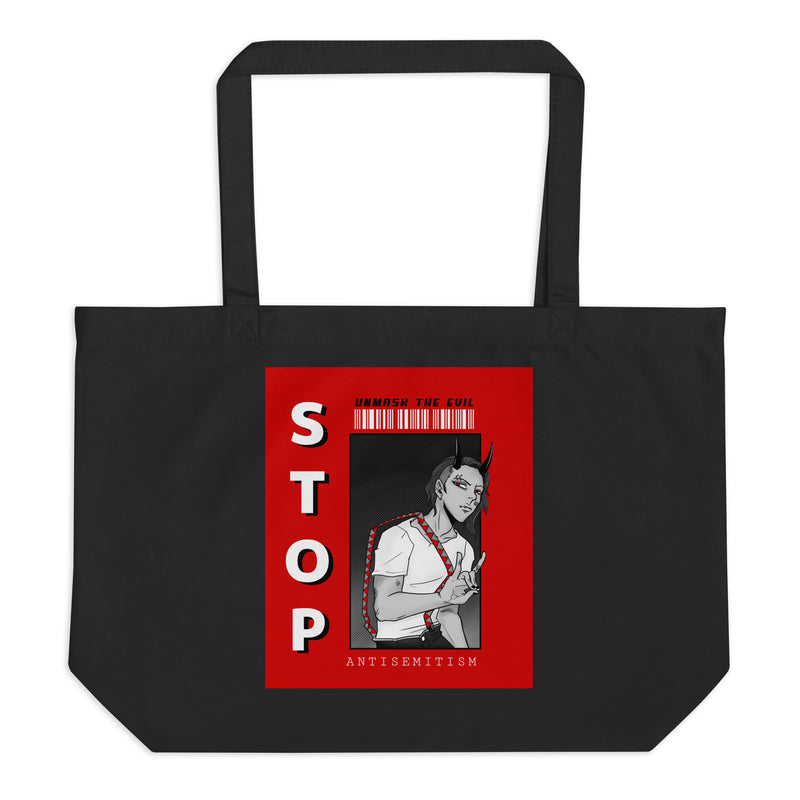 Unmask Evil | Antisemitism | Large Organic Tote Bag