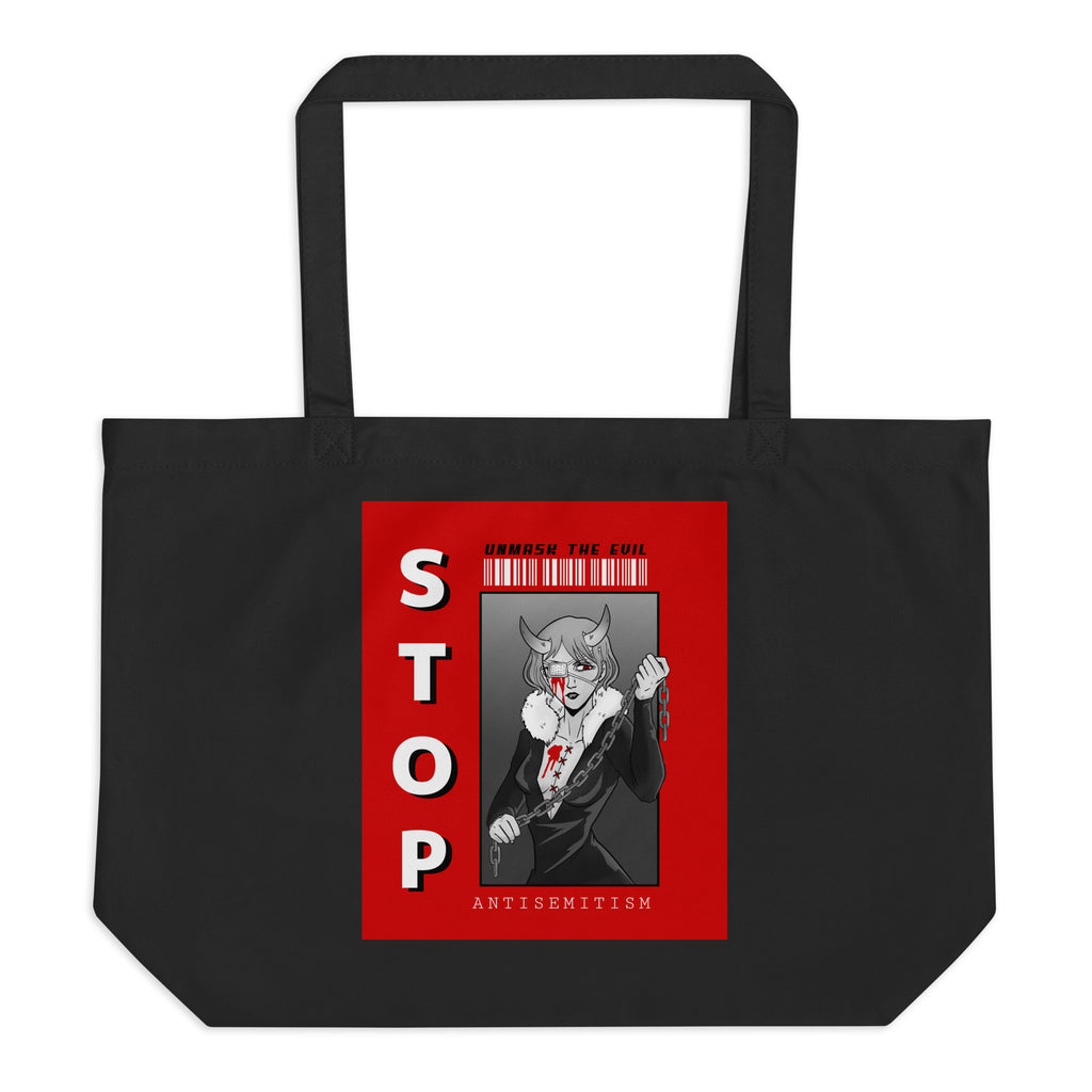 Unmask Evil | Antisemitism | Large Organic Tote Bag