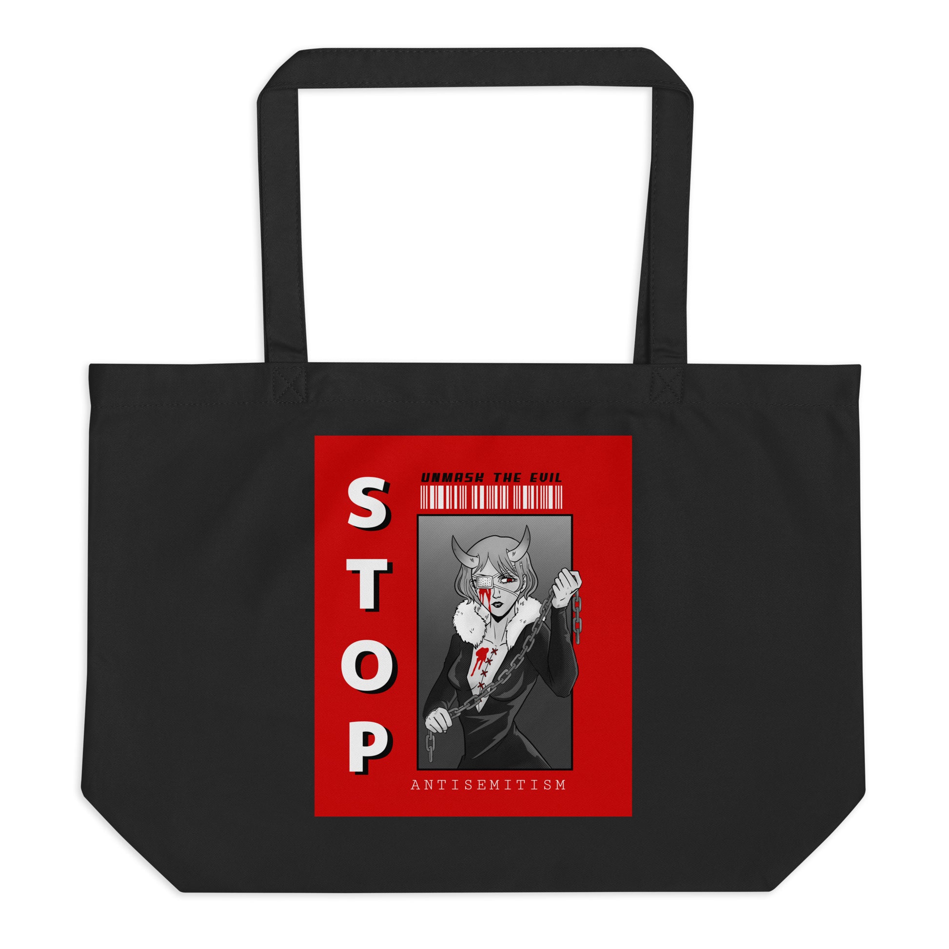 Unmask Evil | Antisemitism | Large Organic Tote Bag