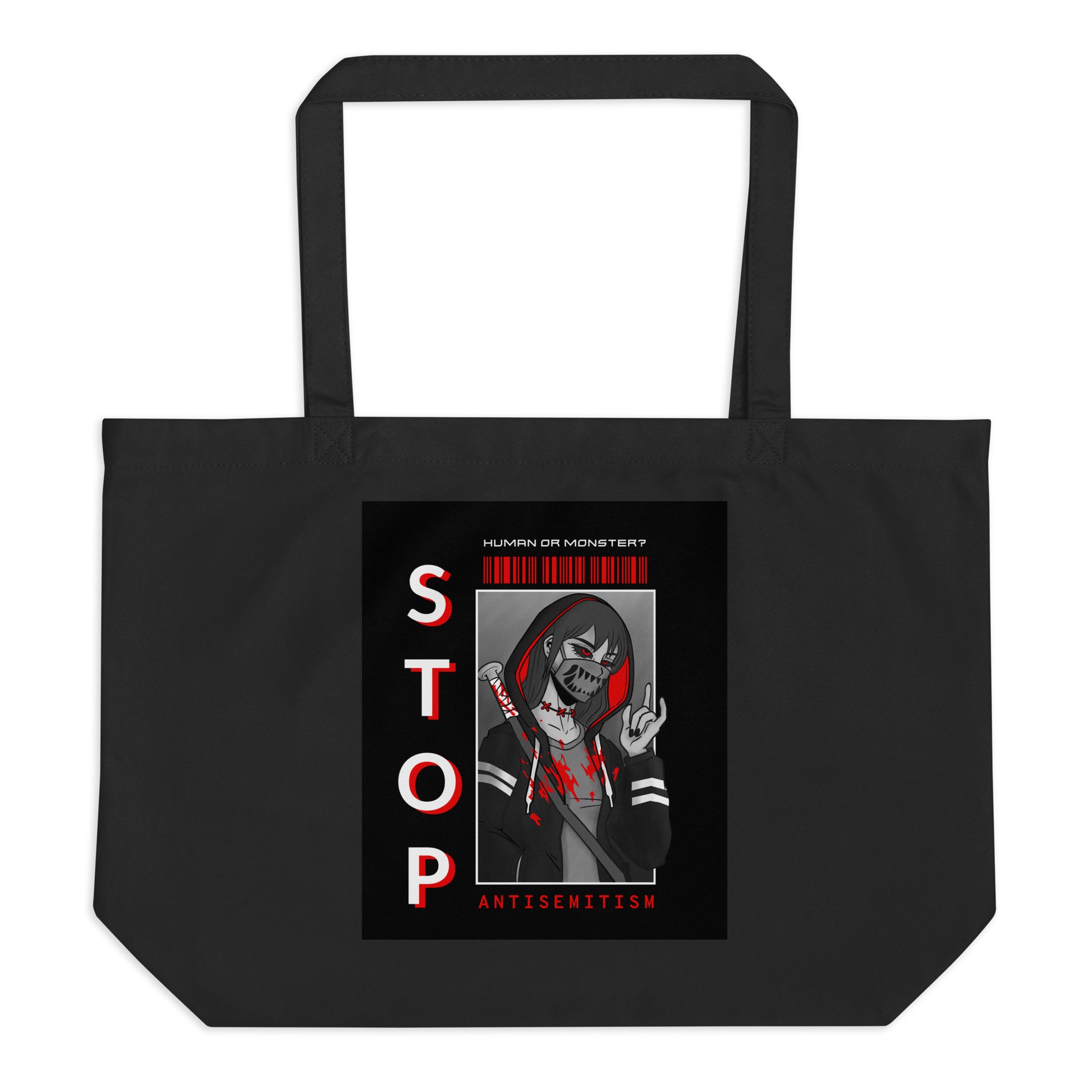 Human Or Monster | Antisemitism | Large Organic Tote Bag