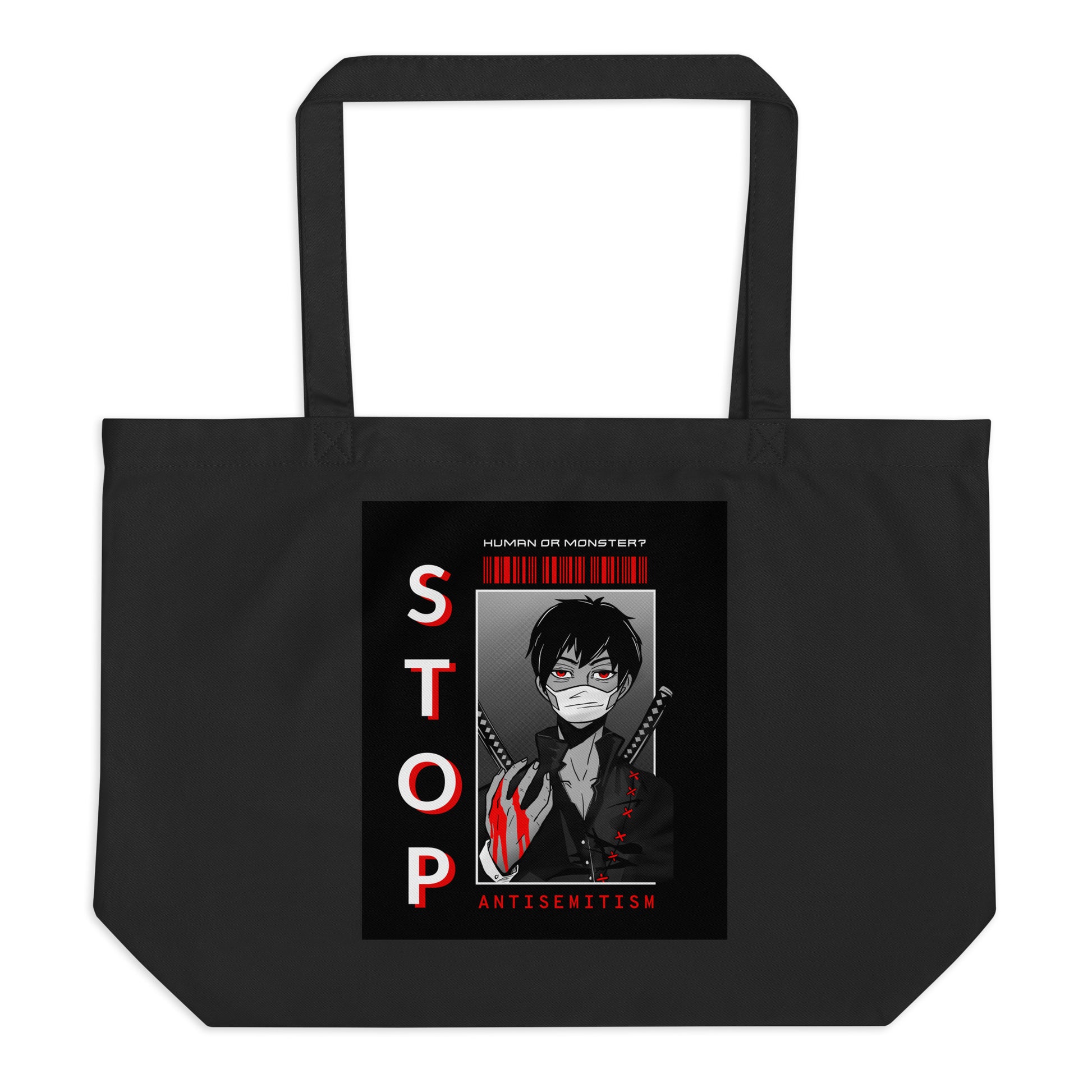 Human Or Monster | Antisemitism | Large Organic Tote Bag