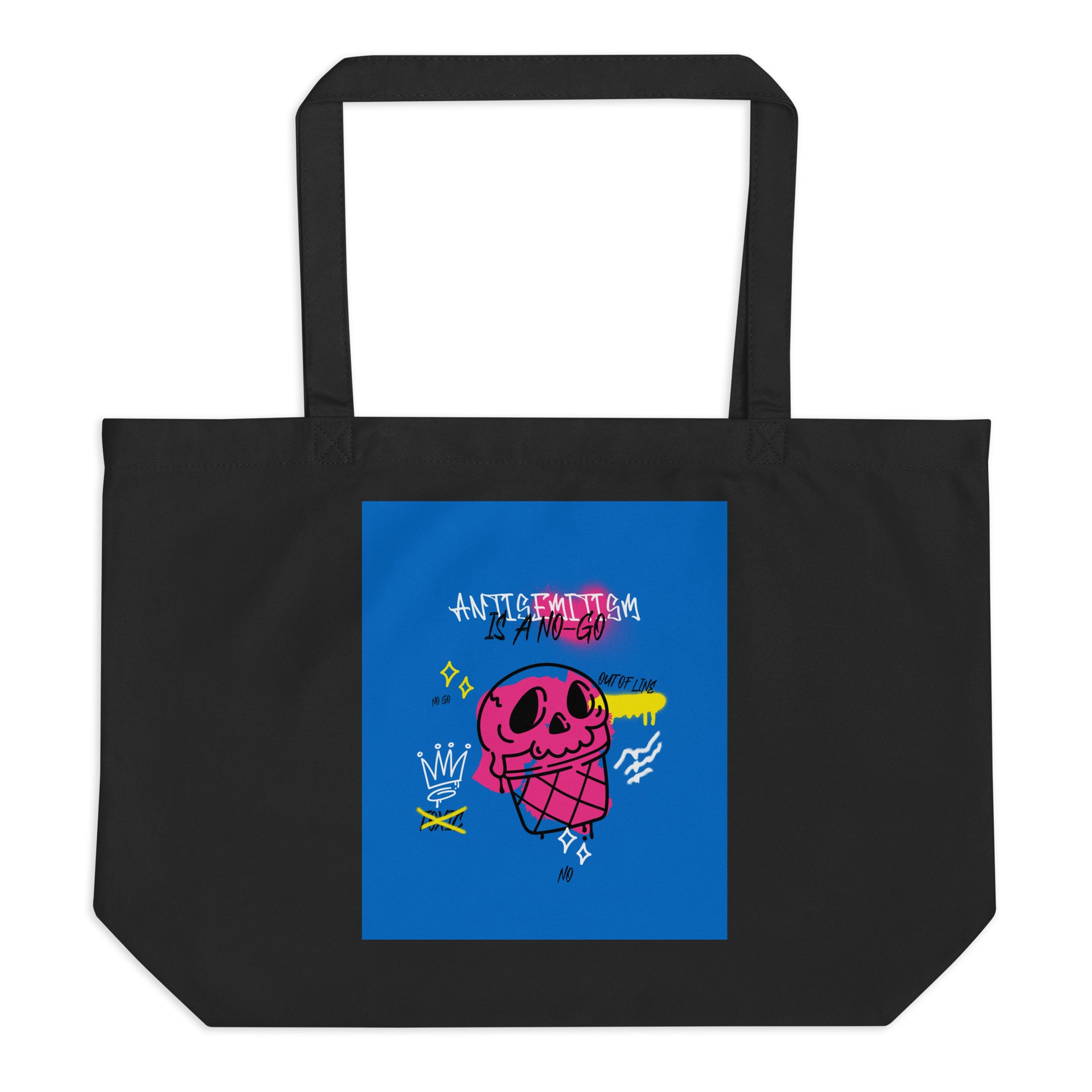 No Go Graffiti Doodle | Antisemitism | Large Organic Tote Bag