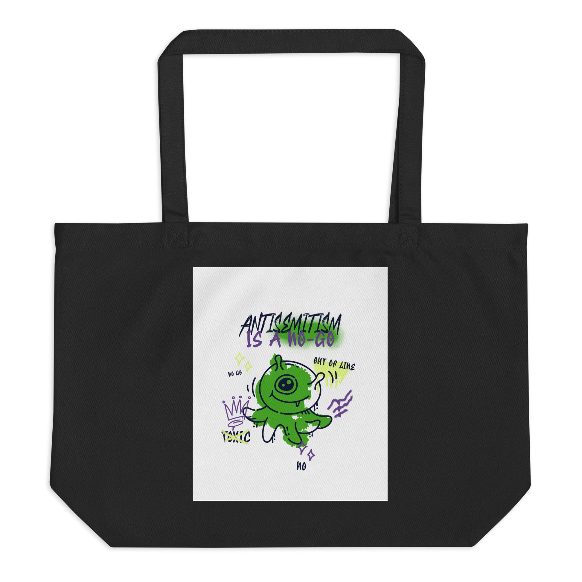 No Go Graffiti Doodle | Antisemitism | Large Organic Tote Bag