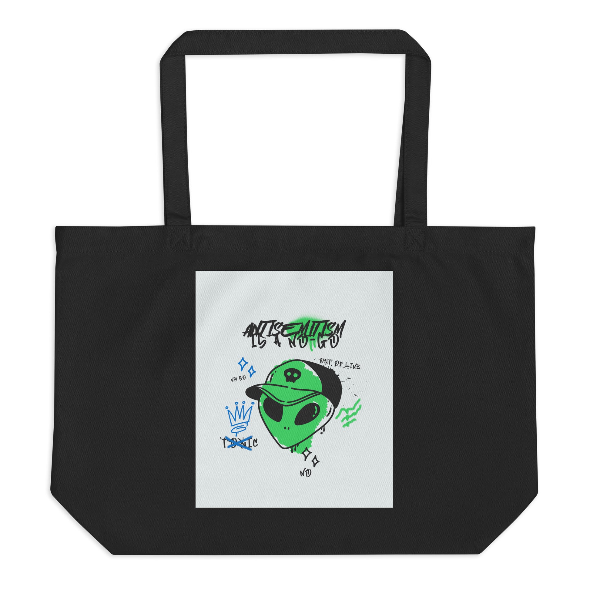 No Go Graffiti Doodle | Antisemitism | Large Organic Tote Bag