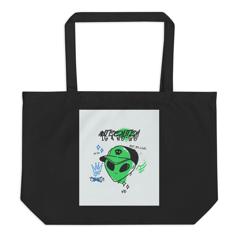 No Go Graffiti Doodle | Antisemitism | Large Organic Tote Bag