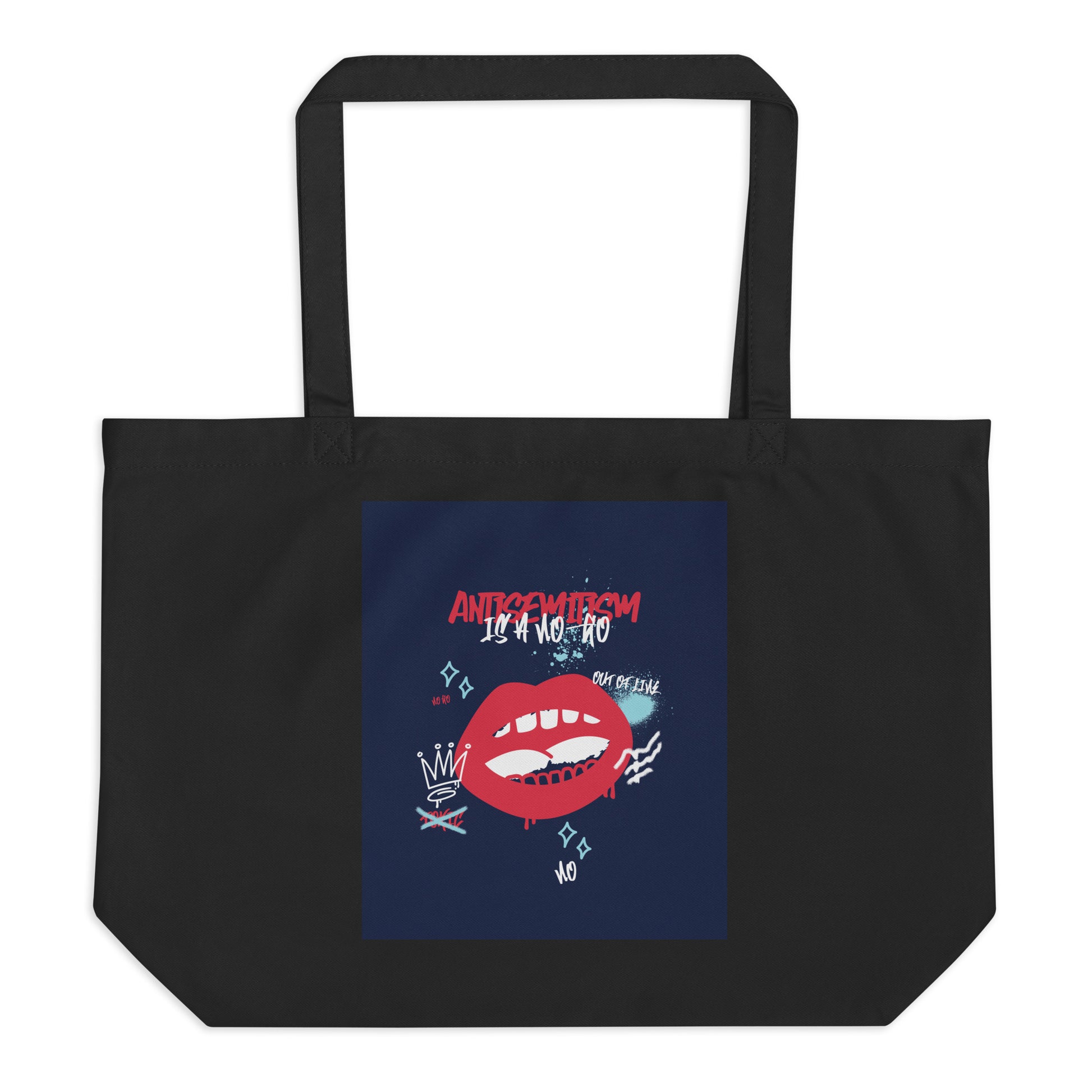 No Go Graffiti Doodle | Antisemitism | Large Organic Tote Bag