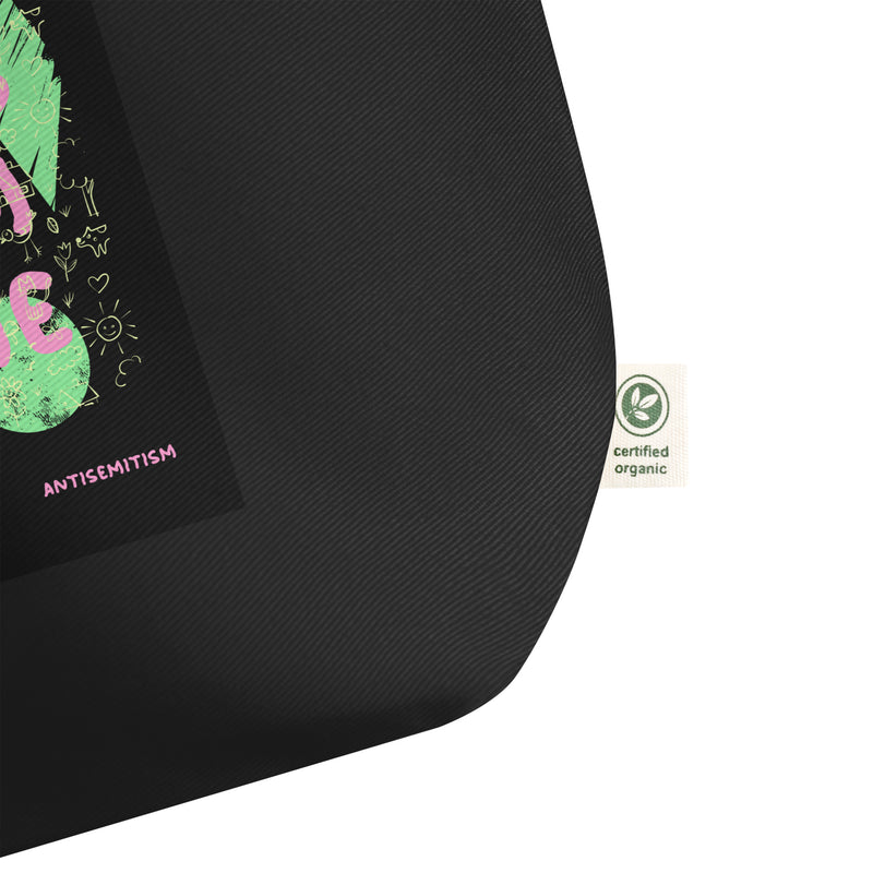 Bring Them Home | Pink-Green Doodle | Large Organic Tote Bag