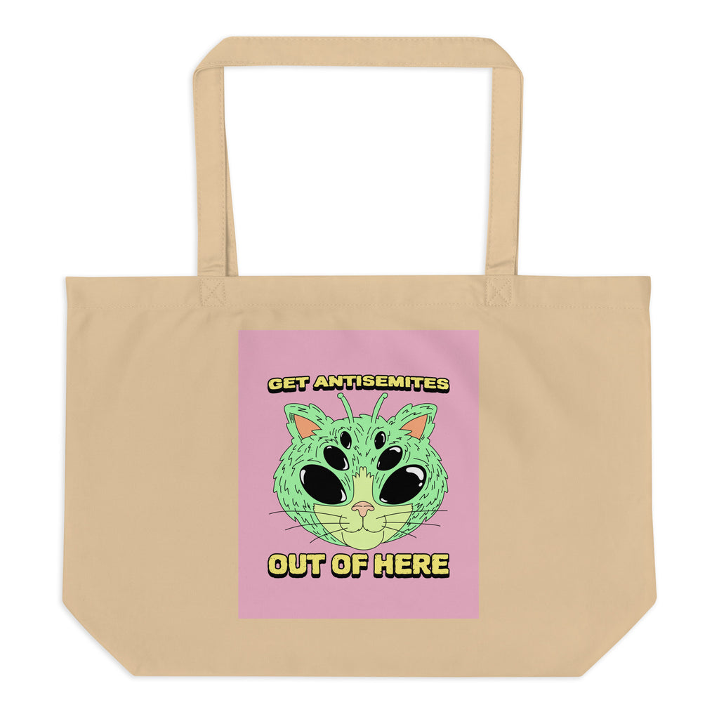 Get Alien Out | Pink Edition | Large Organic Tote Bag Jouparty