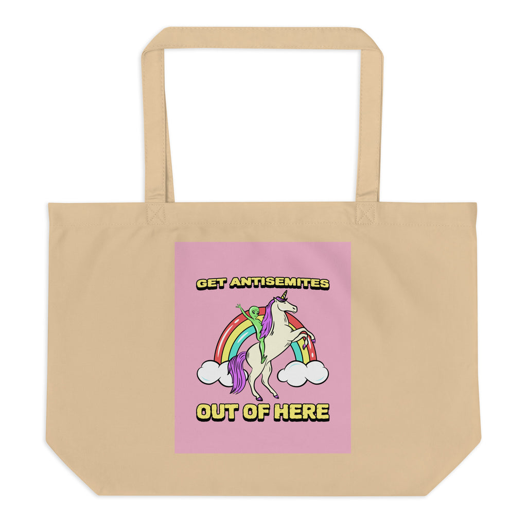 Get Alien Out | Pink Edition | Large Organic Tote Bag Jouparty