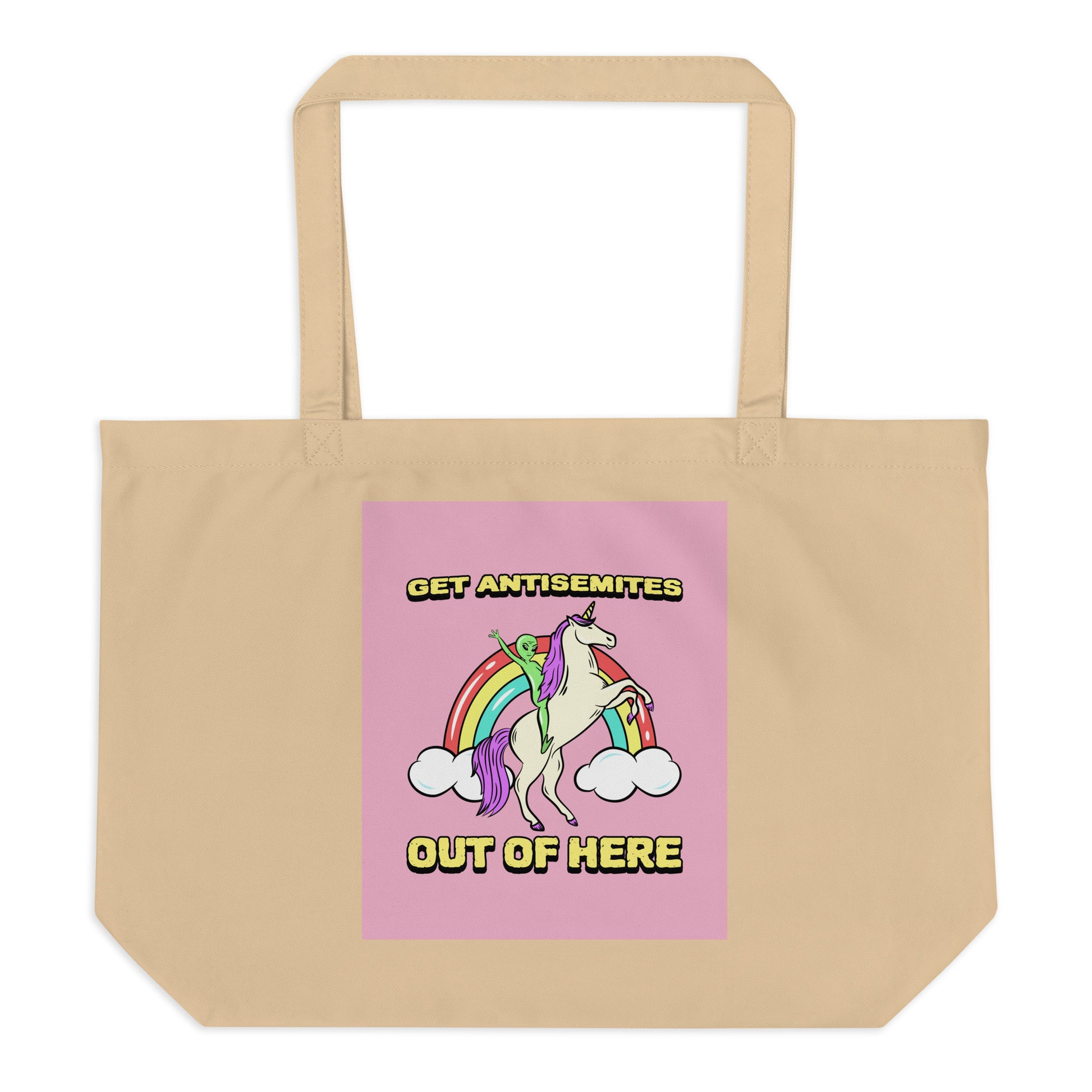Get Alien Out | Pink Edition | Large Organic Tote Bag Jouparty