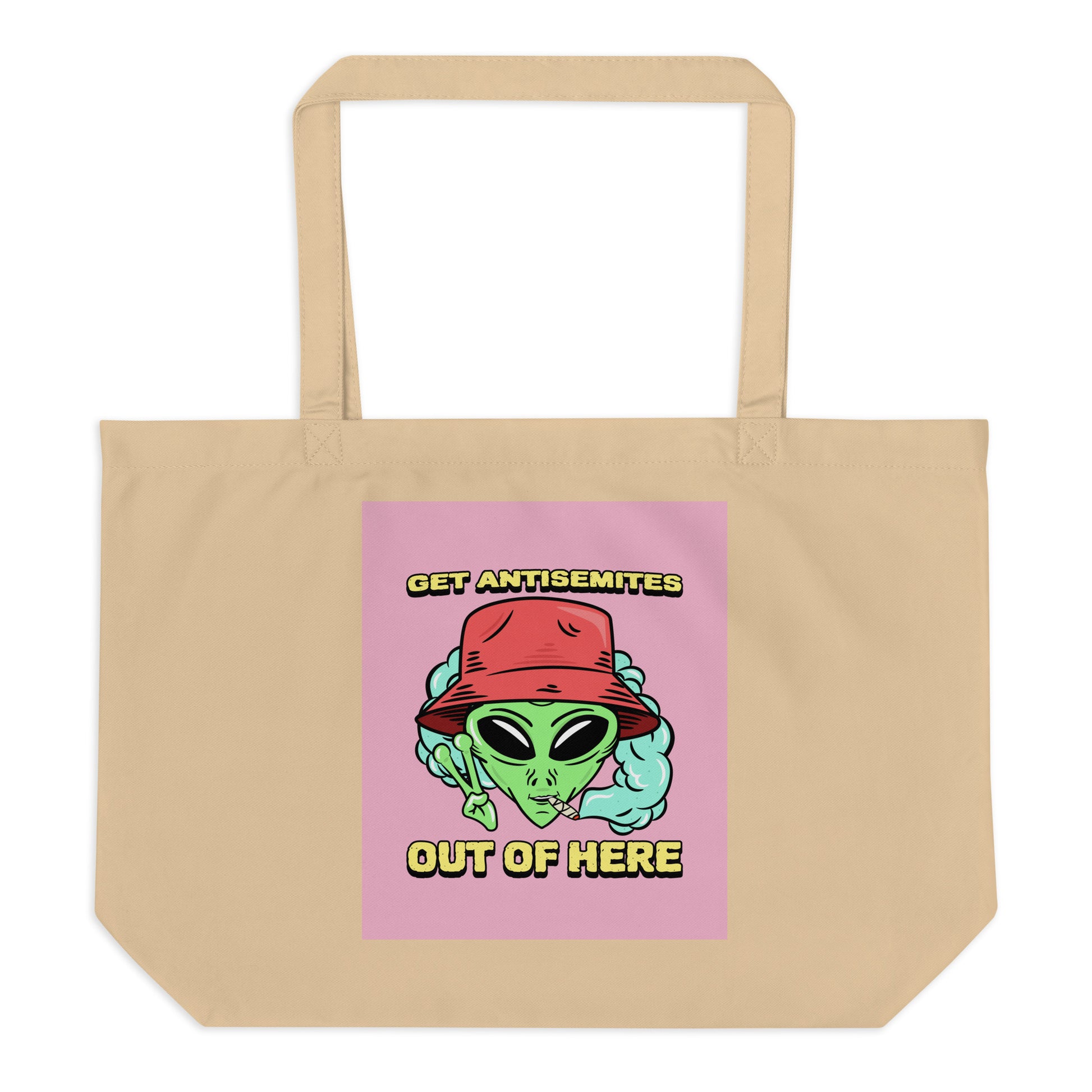 Get Alien Out | Pink Edition | Large Organic Tote Bag Jouparty