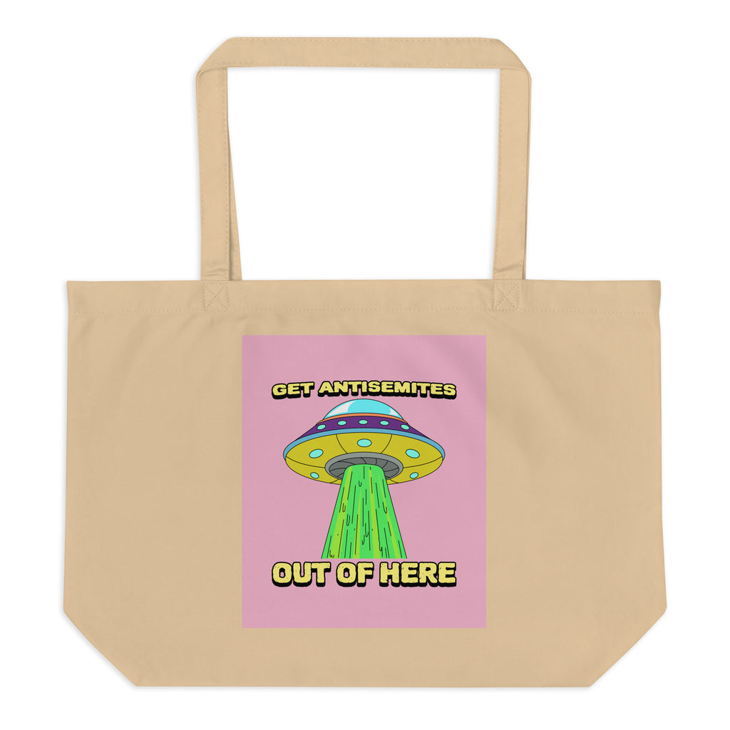 Get Alien Out | Pink Edition | Large Organic Tote Bag Jouparty