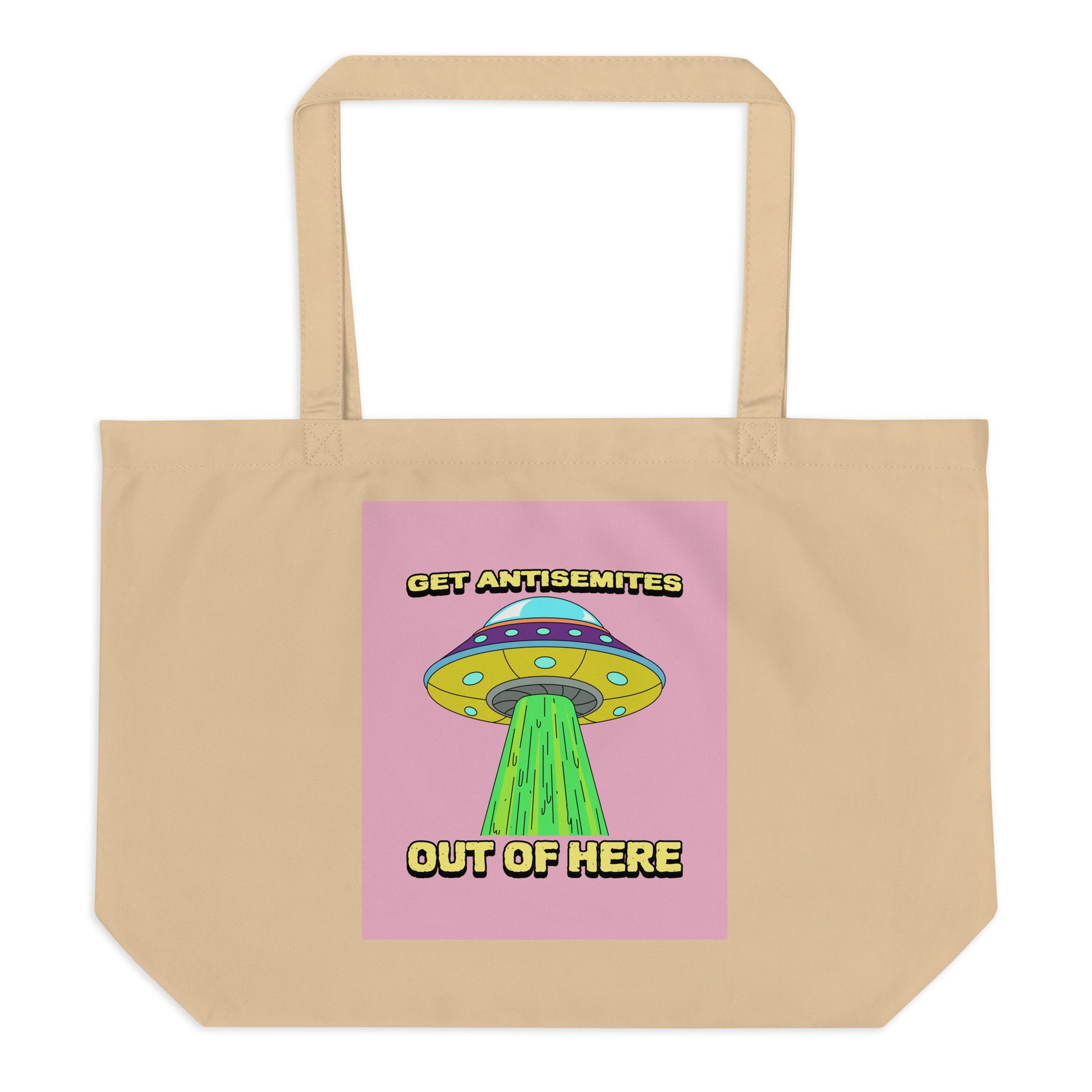 Get Alien Out | Pink Edition | Large Organic Tote Bag Jouparty