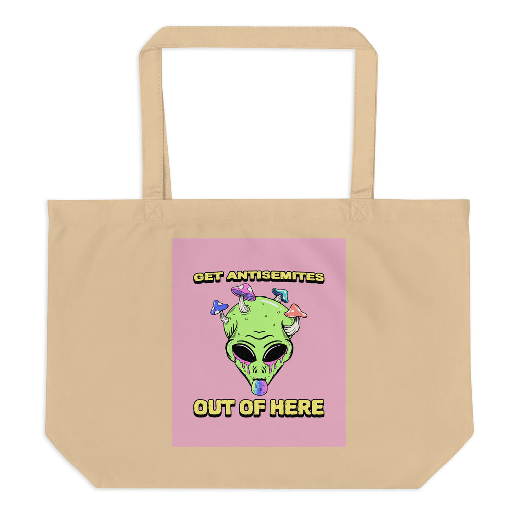Get Alien Out | Pink Edition | Large Organic Tote Bag Jouparty