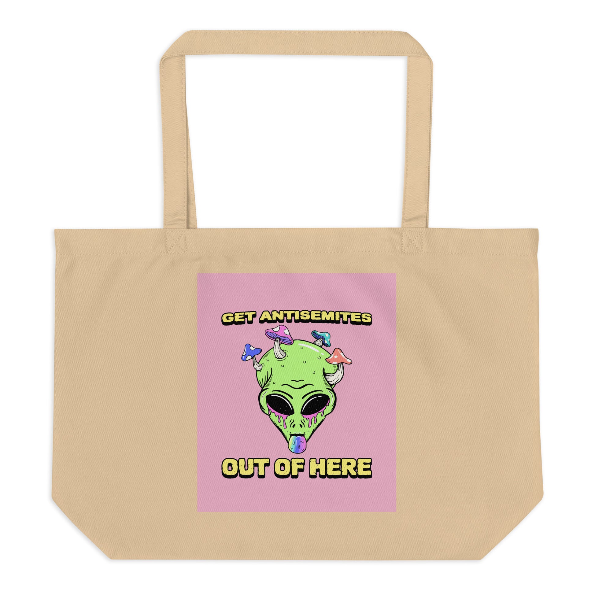 Get Alien Out | Pink Edition | Large Organic Tote Bag Jouparty