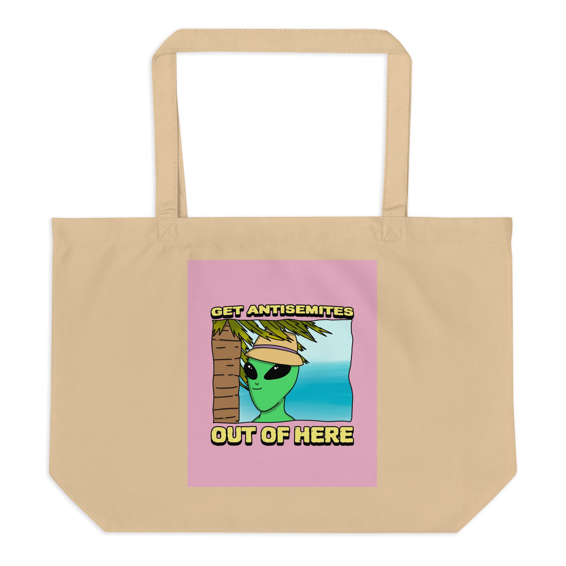 Get Alien Out | Pink Edition | Large Organic Tote Bag Jouparty