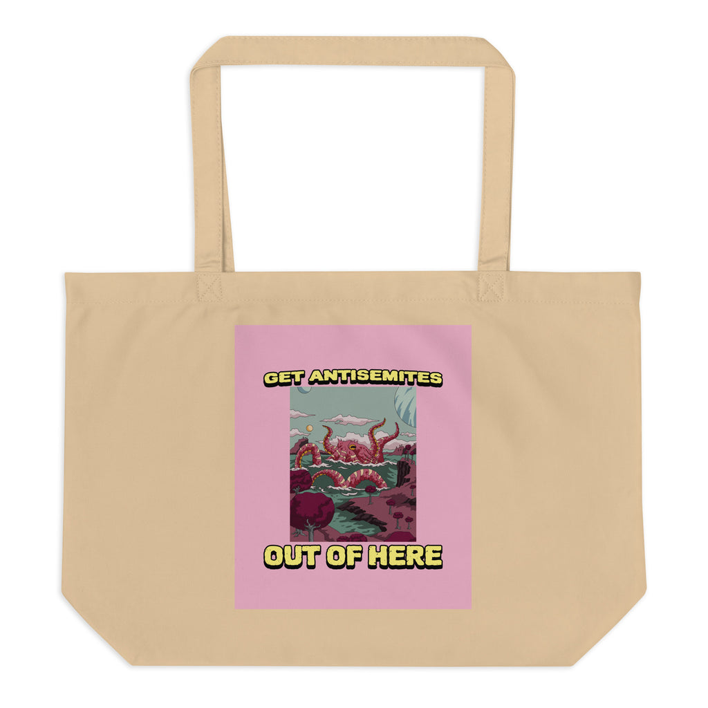 Get Alien Out | Pink Edition | Large Organic Tote Bag Jouparty