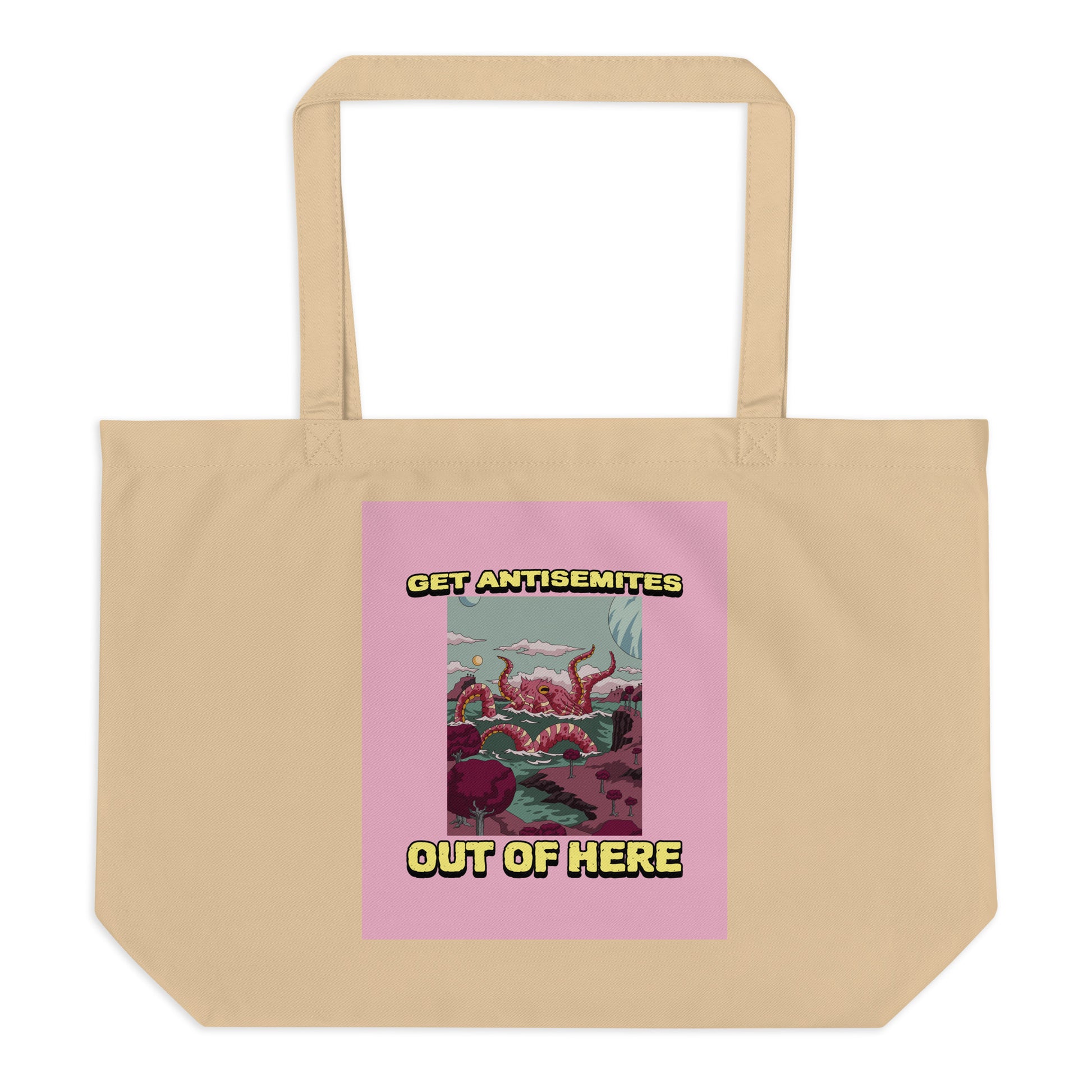 Get Alien Out | Pink Edition | Large Organic Tote Bag Jouparty