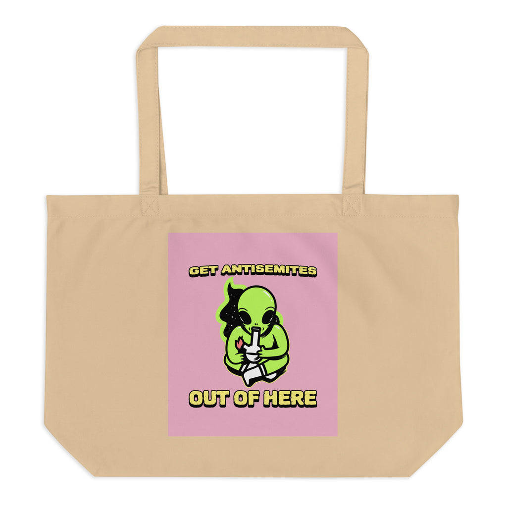 Get Alien Out | Pink Edition | Large Organic Tote Bag