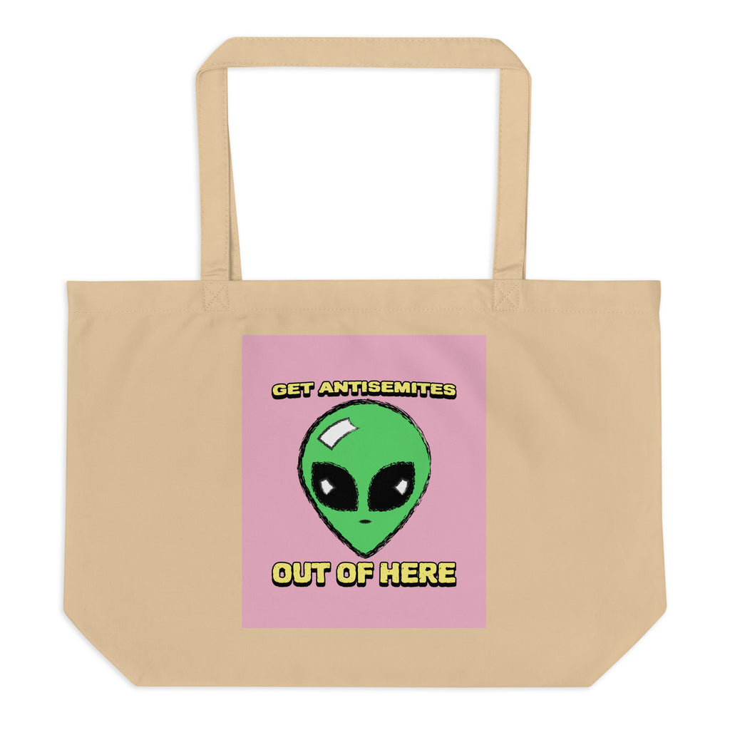 Get Alien Out | Pink Edition | Large Organic Tote Bag Jouparty