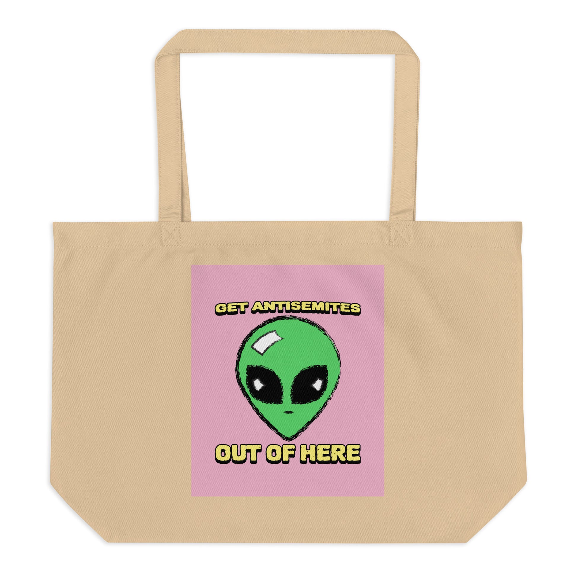 Get Alien Out | Pink Edition | Large Organic Tote Bag Jouparty