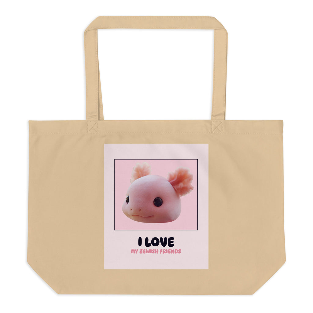 I Love My Jewish Friends | Pink Edition | Large Organic Tote Bag Jouparty