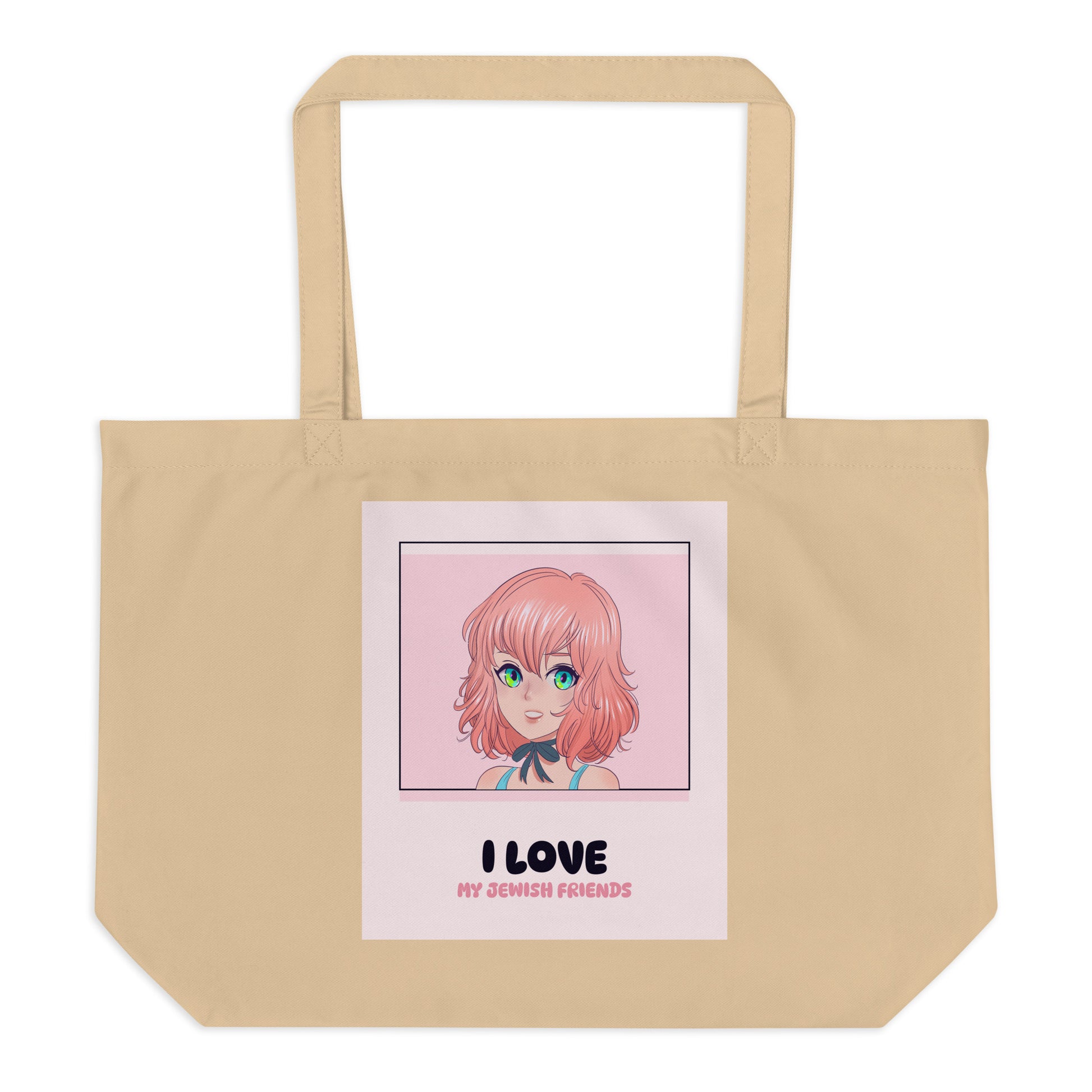 I Love My Jewish Friends | Pink Edition | Large Organic Tote Bag Jouparty
