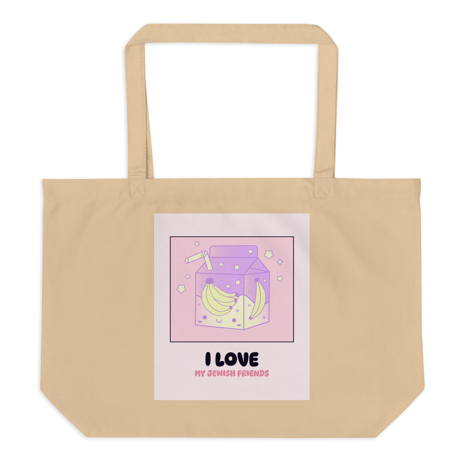 I Love My Jewish Friends | Pink Edition | Large Organic Tote Bag Jouparty