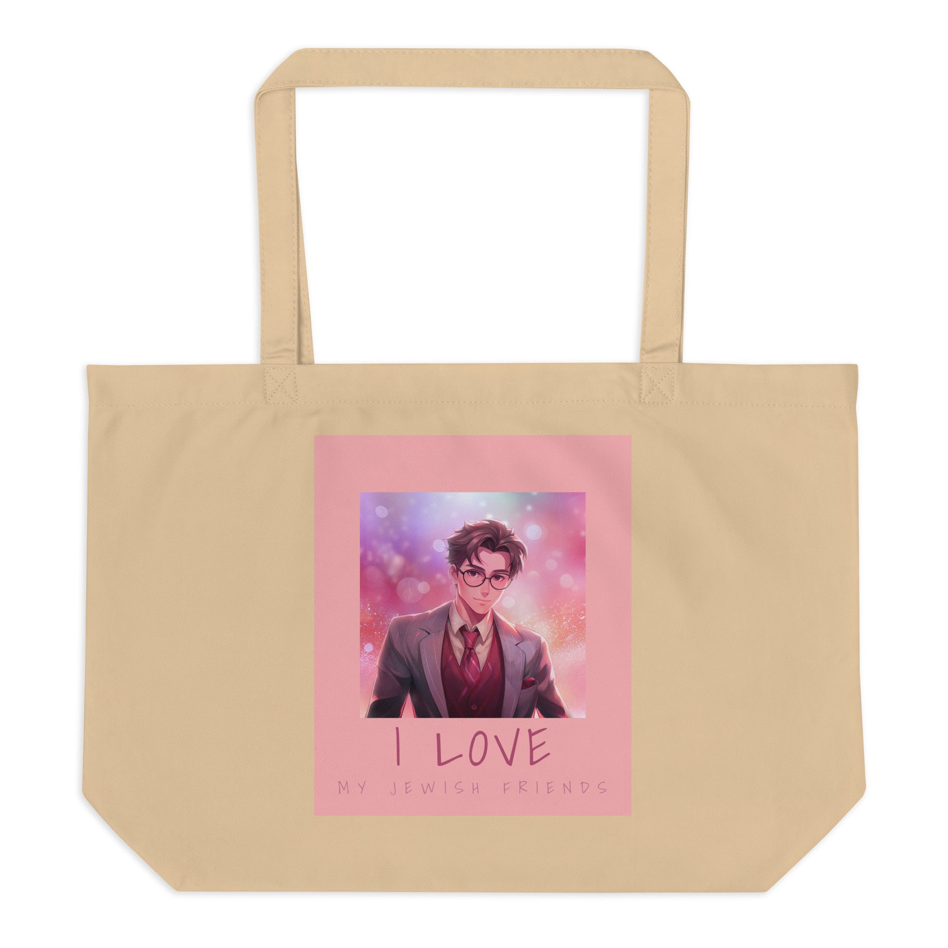 I Love My Jewish Friends | Pink Edition | Large Organic Tote Bag Jouparty