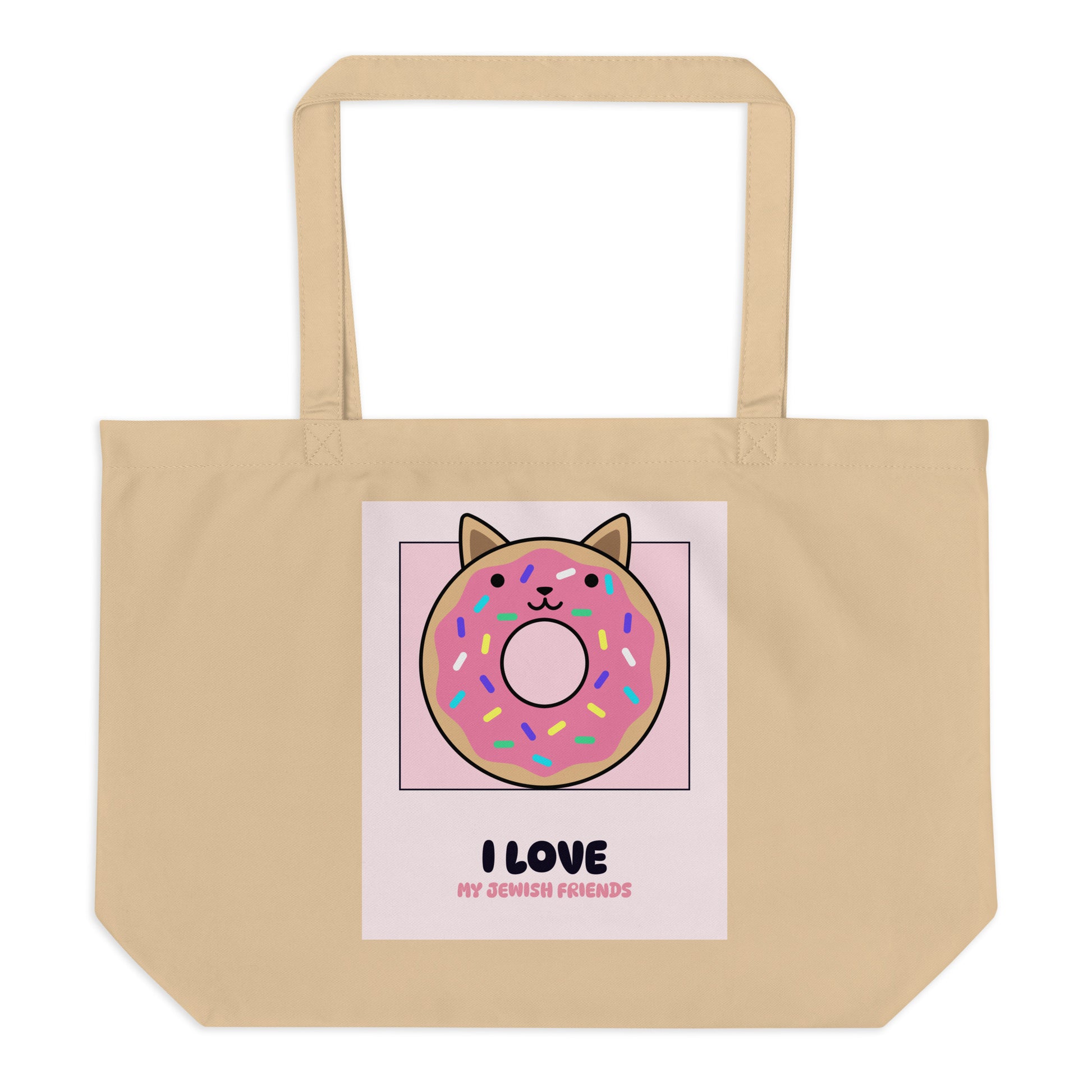 I Love My Jewish Friends | Pink Edition | Large Organic Tote Bag Jouparty