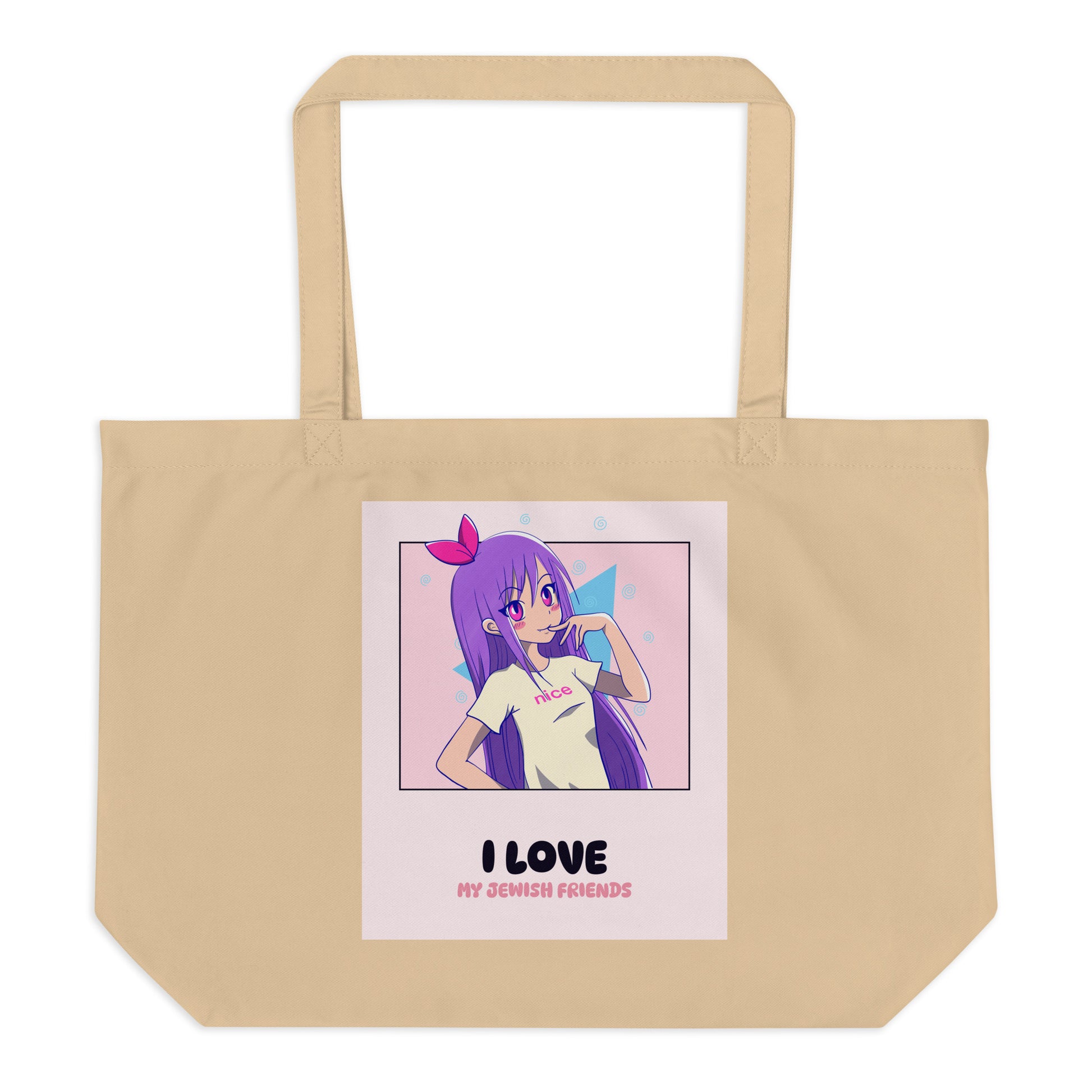I Love My Jewish Friends | Pink Edition | Large Organic Tote Bag Jouparty